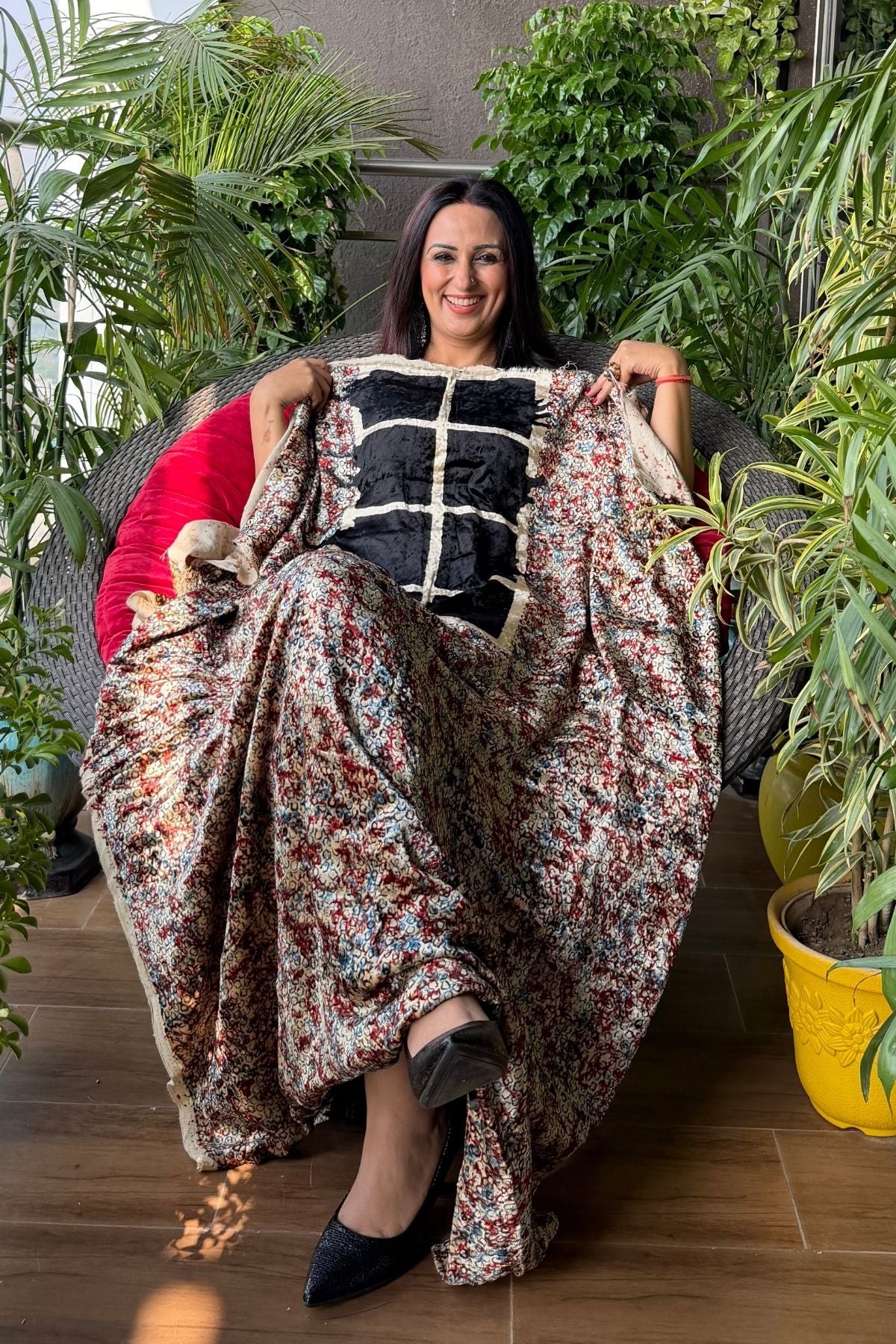Handblocked Ajrakh kurta fabric only!!