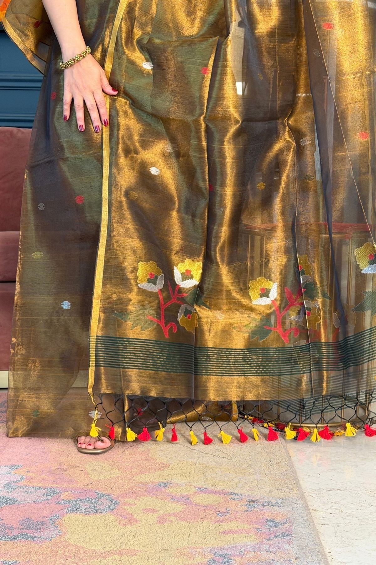 Jamdani handwoven full set in tissue muslin!!!