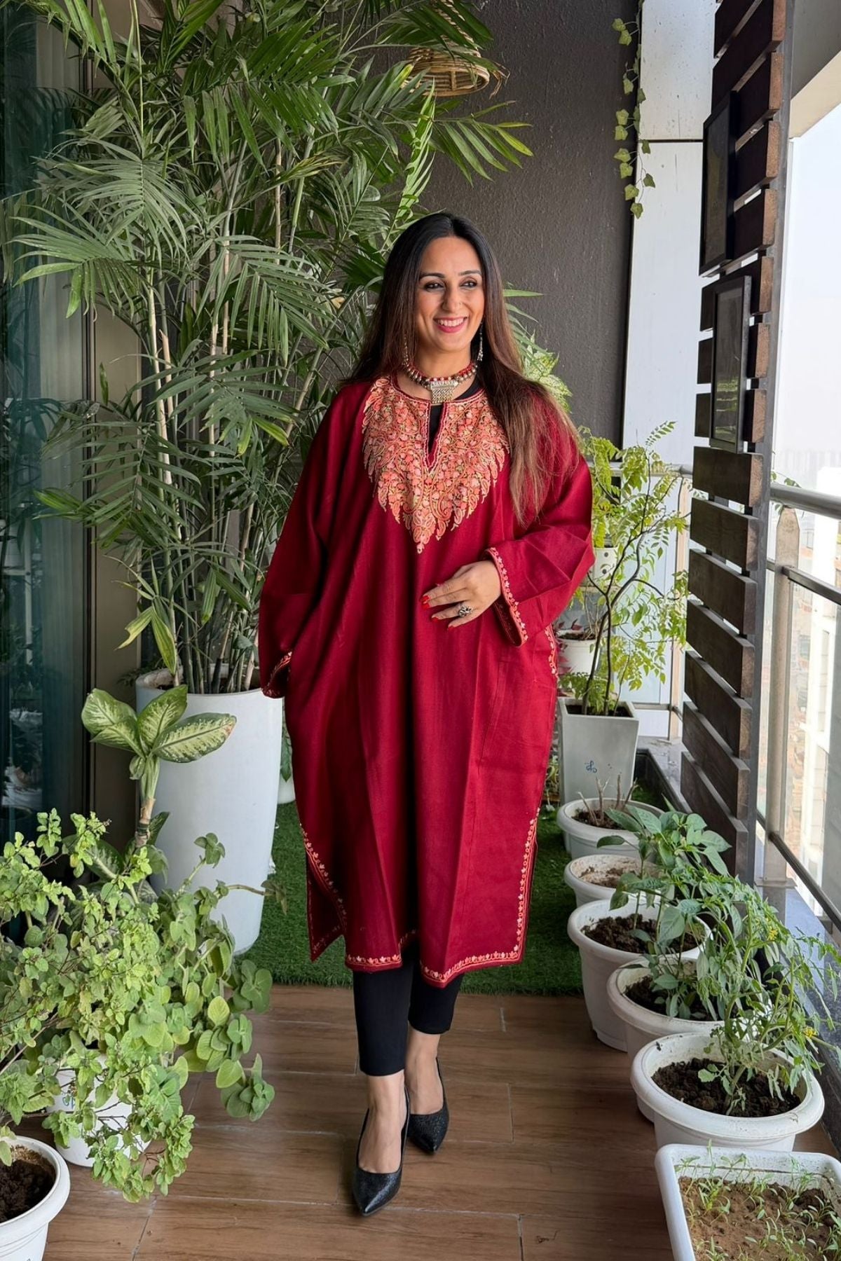 Woollen Kashmiri Phiran with Aari work