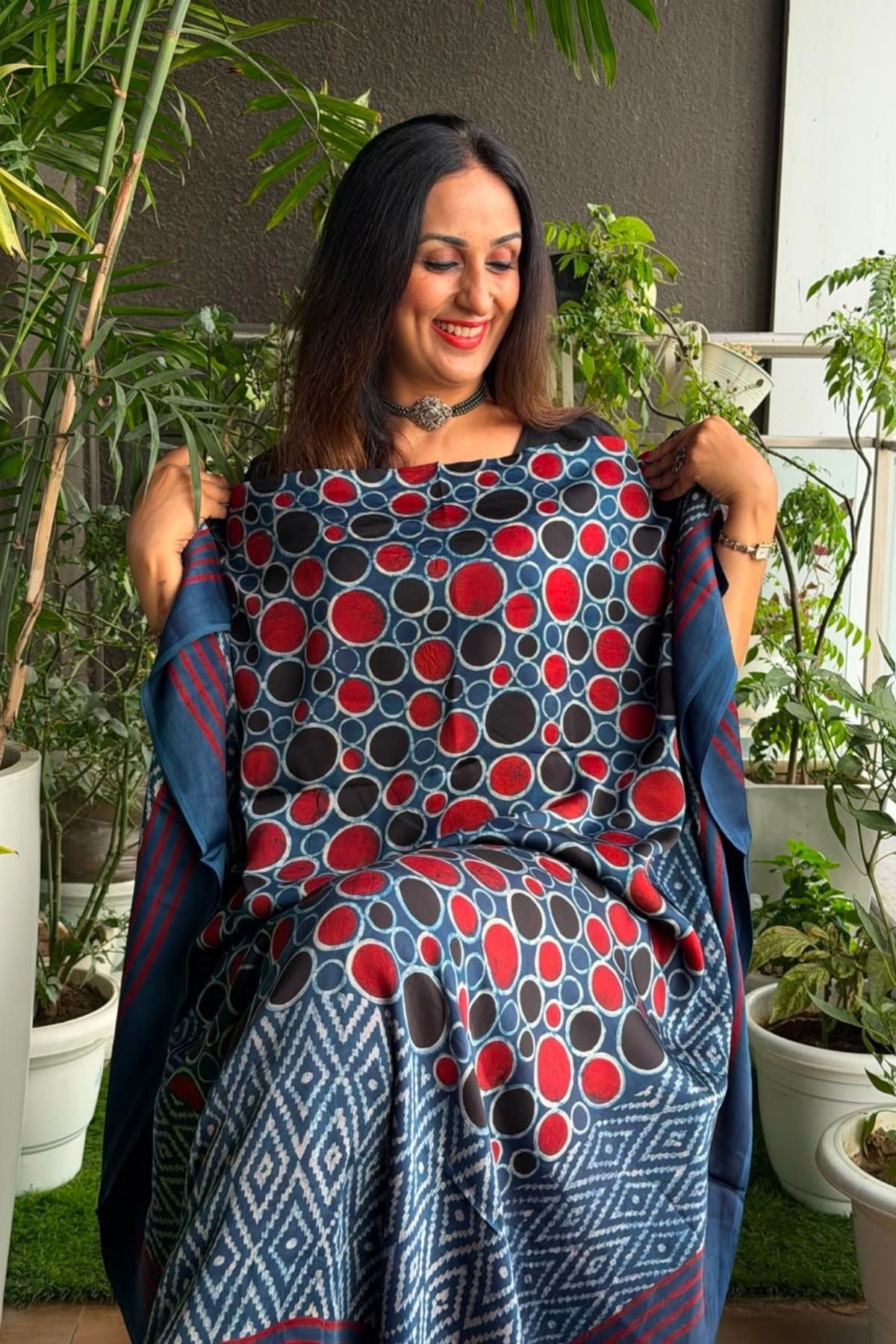 Ajrakh kurta fabric on pure modal !!