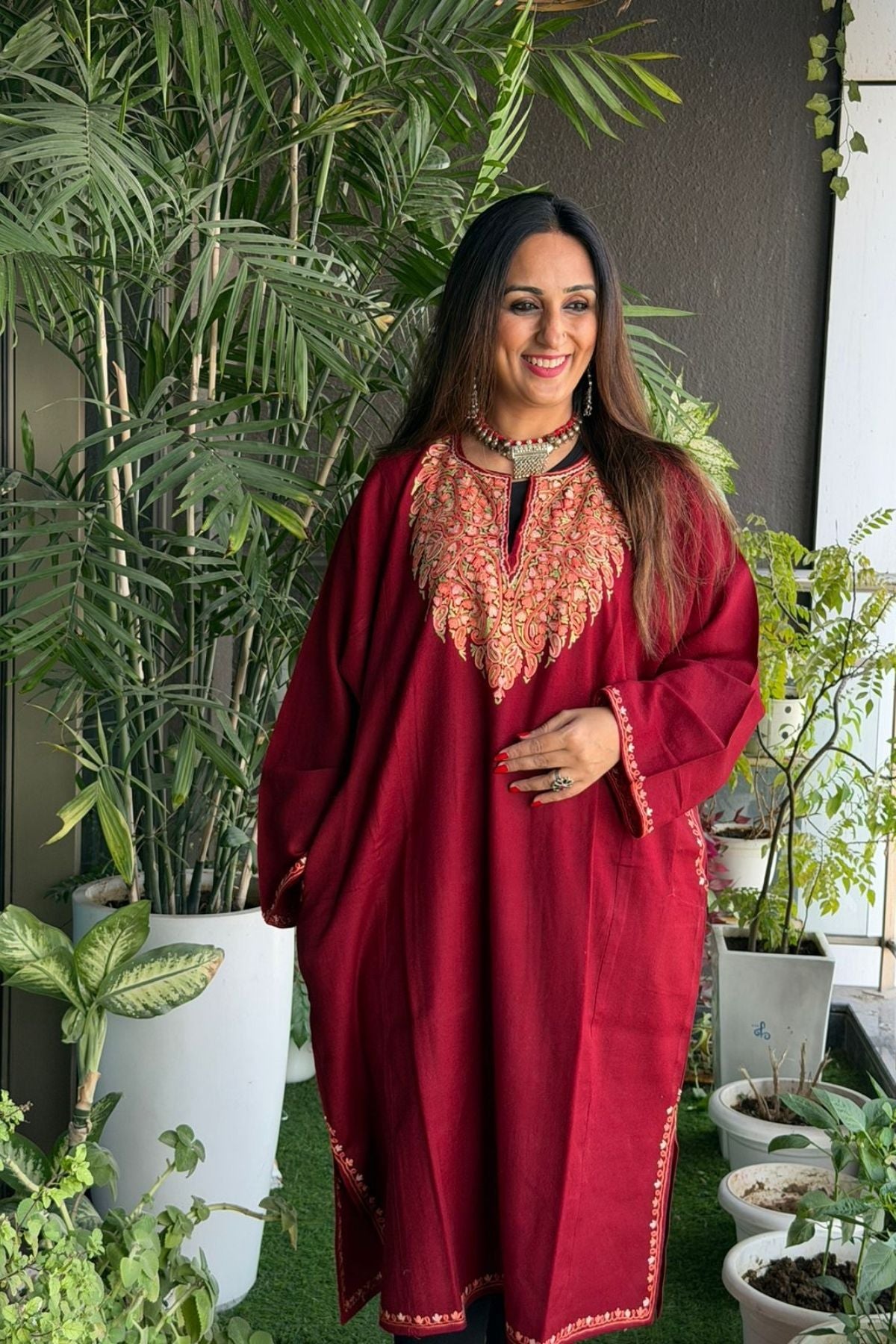 Woollen Kashmiri Phiran with Aari work