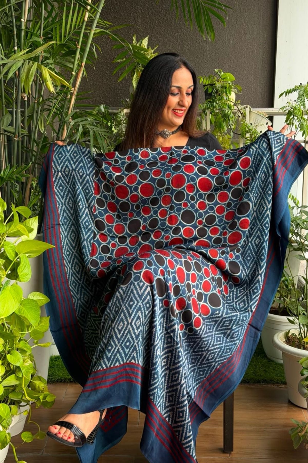 Ajrakh kurta fabric on pure modal !!