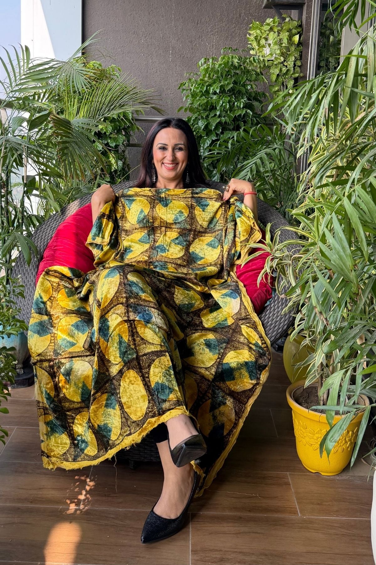 Ajrakh art on Velvet (kurta only)
