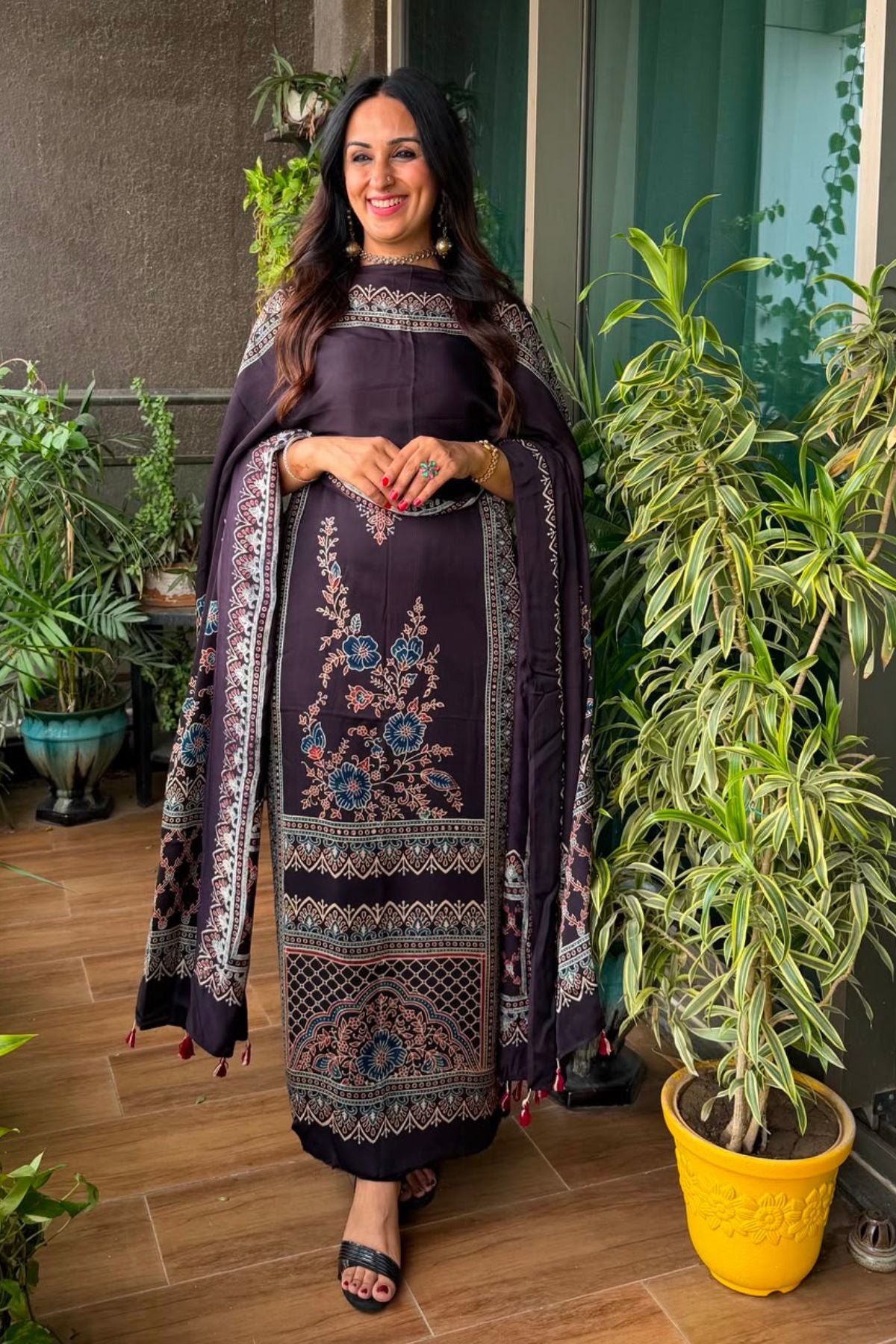 Ajrakh Modal Kurta Dupatta Set