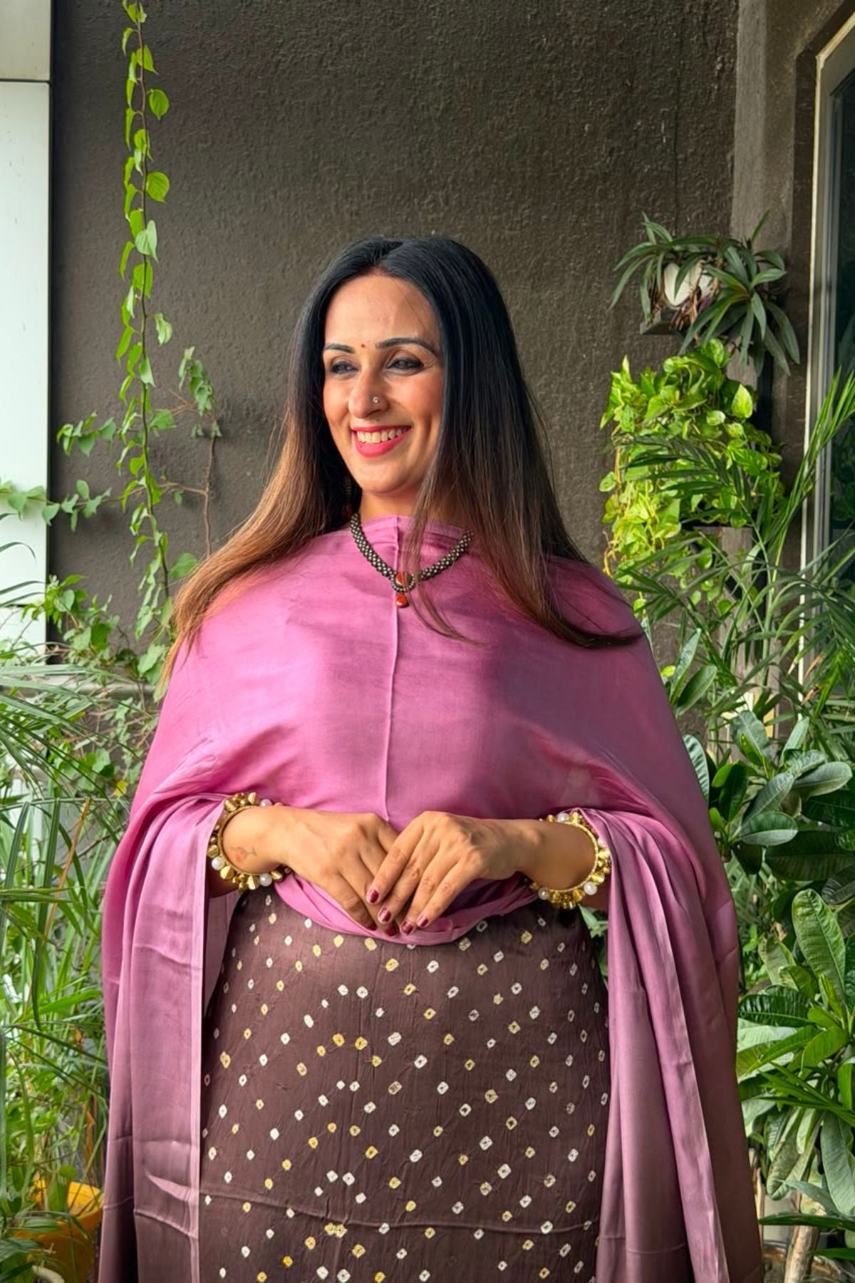 Handcrafted Bandhani ombré kurta dupatta set on pure modal!!