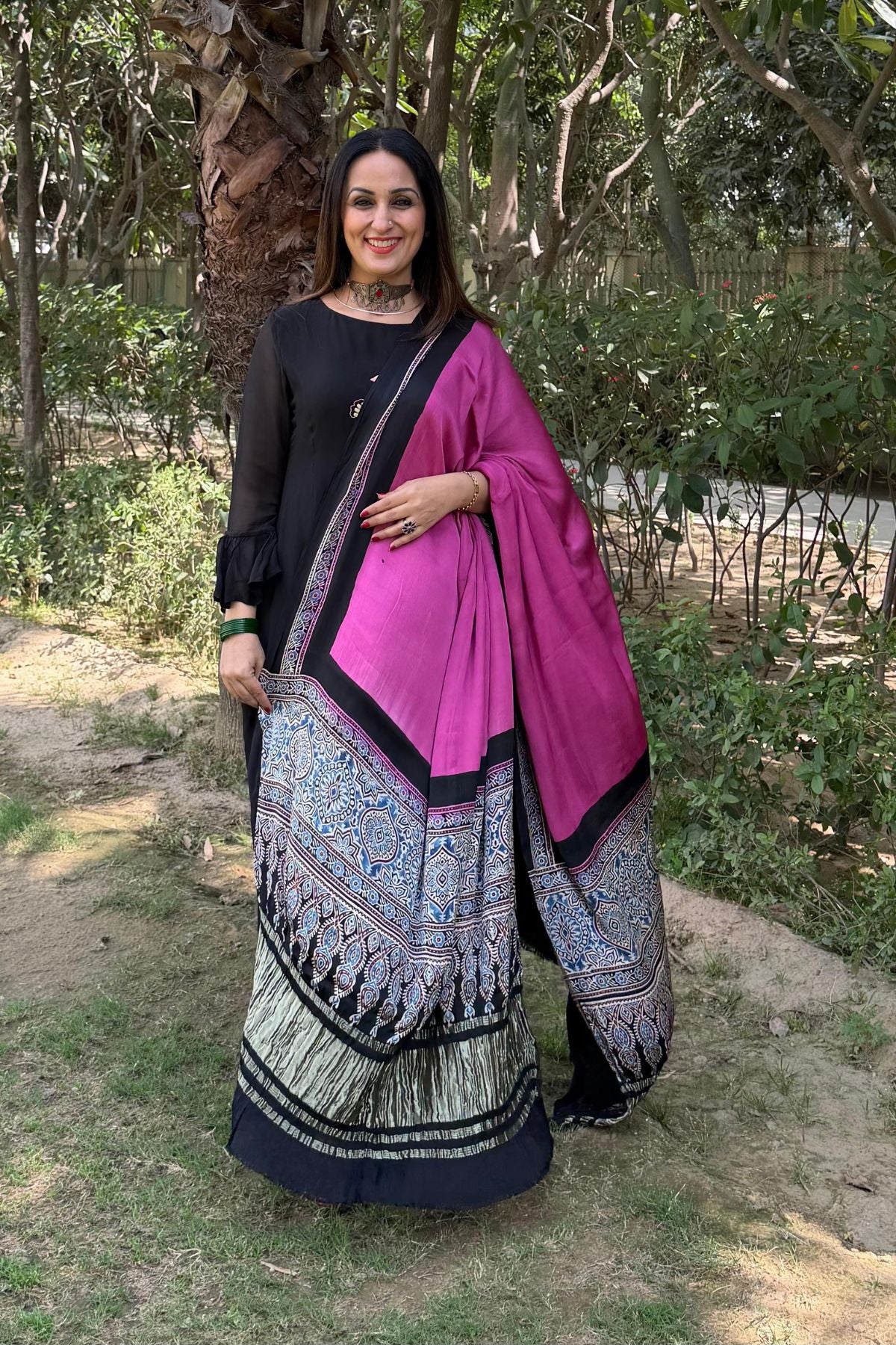 Ajrakh Dupatta on pure Modal with lagdi patta!!