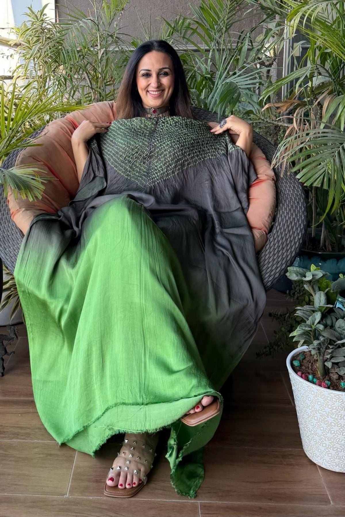 Handblocked Shibori shaded kurta on pure Modal