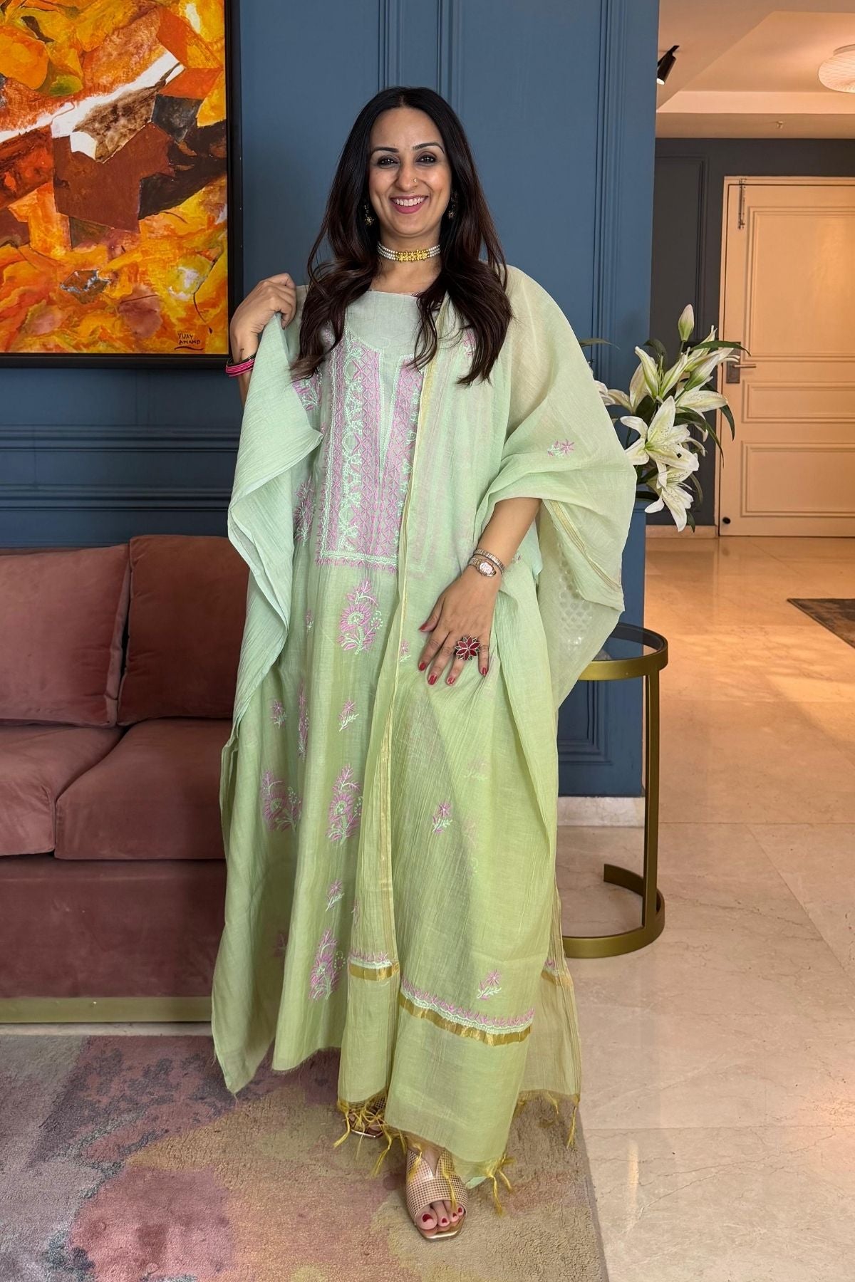 Ombré Chikankari on pure Mul cotton!!!