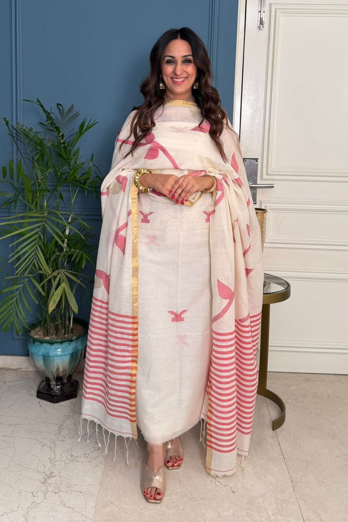 Jamdani kurta Duppatta sets on handspun cotton