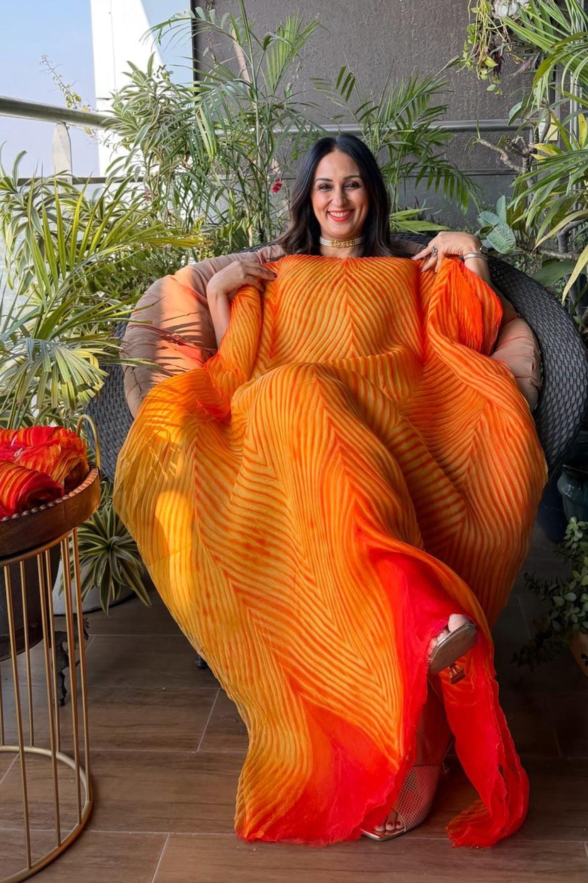 Pure Organza Arashi Shibori dye kurta fabric!!!