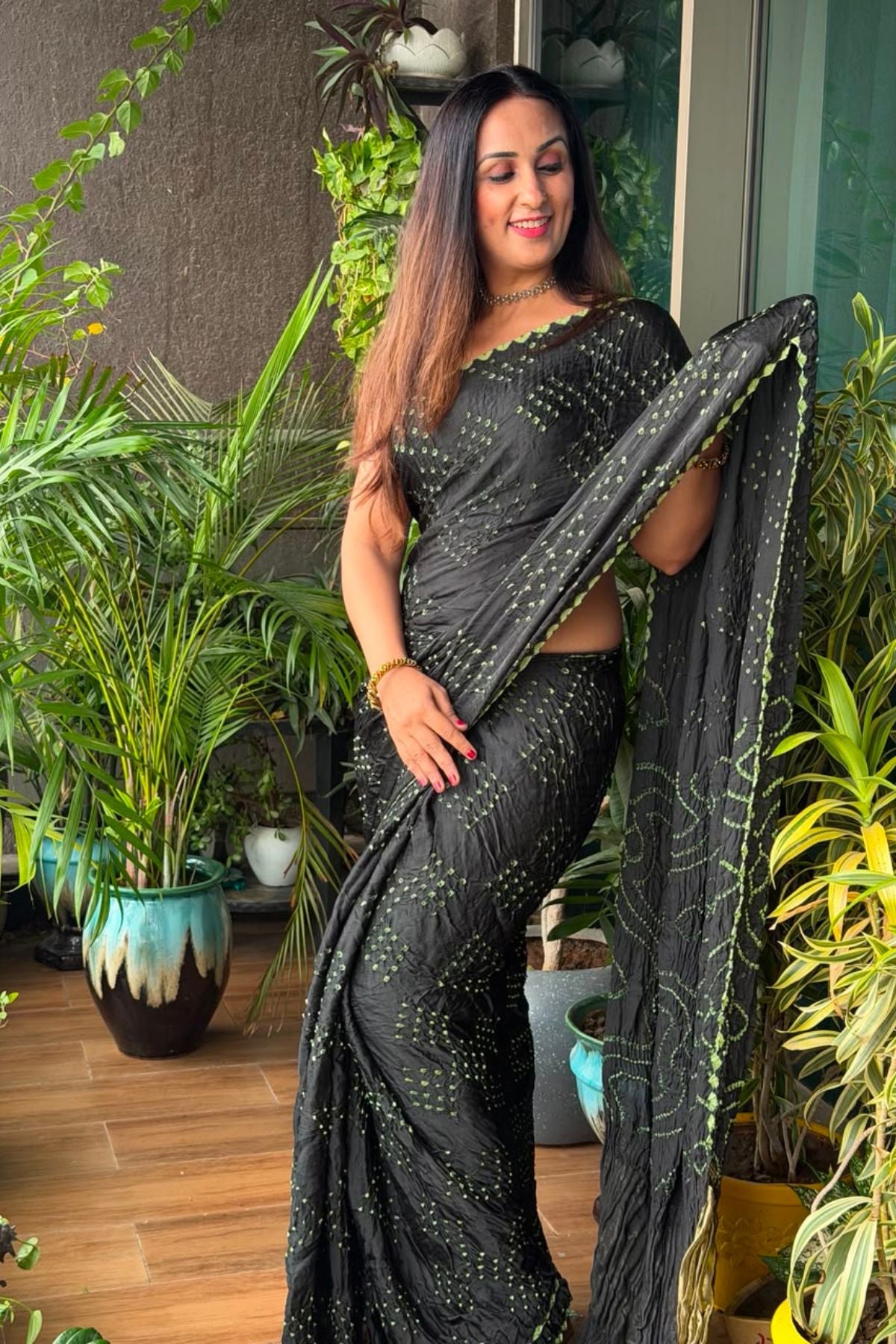 Handcrafted bandhani saree on pure modal!!!