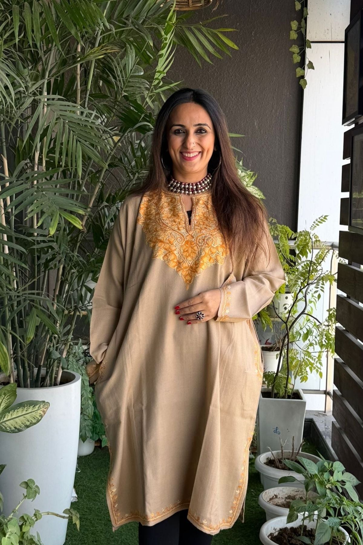 Woollen Kashmiri Phiran with Aari work