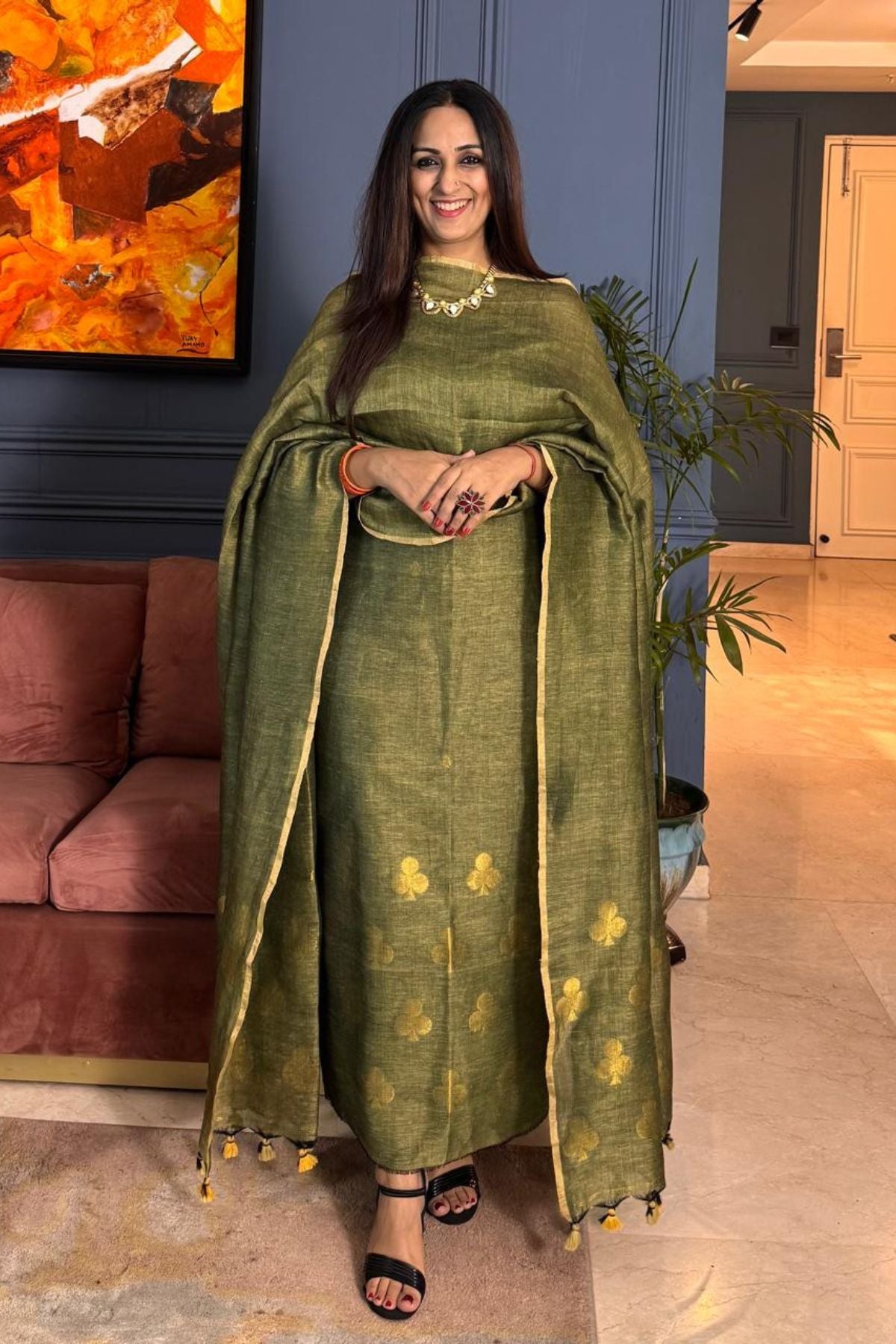 Jayshree Linen kurta Dupatta Set