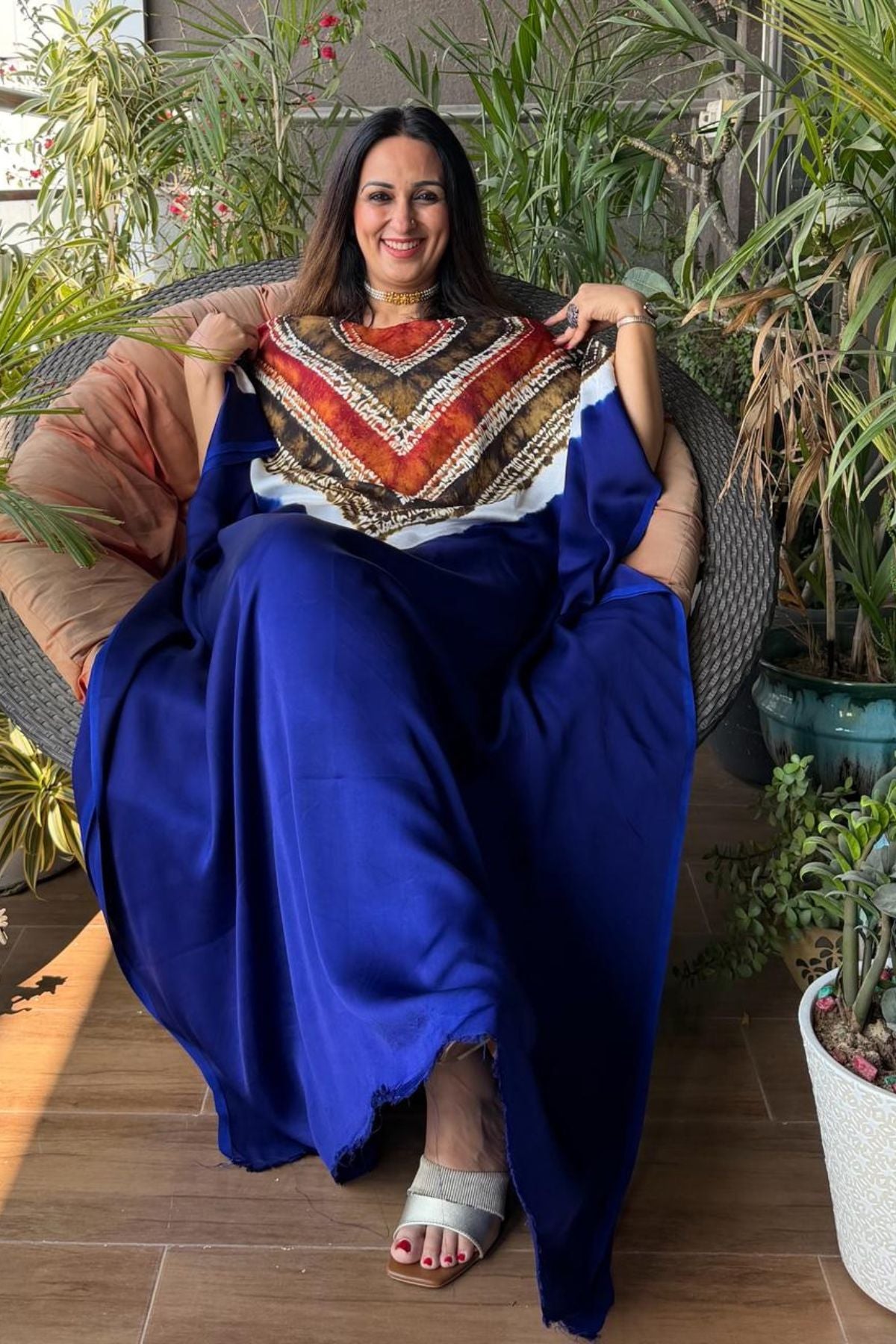 Handblocked Shibori-marble dyed kurta on pure Modal