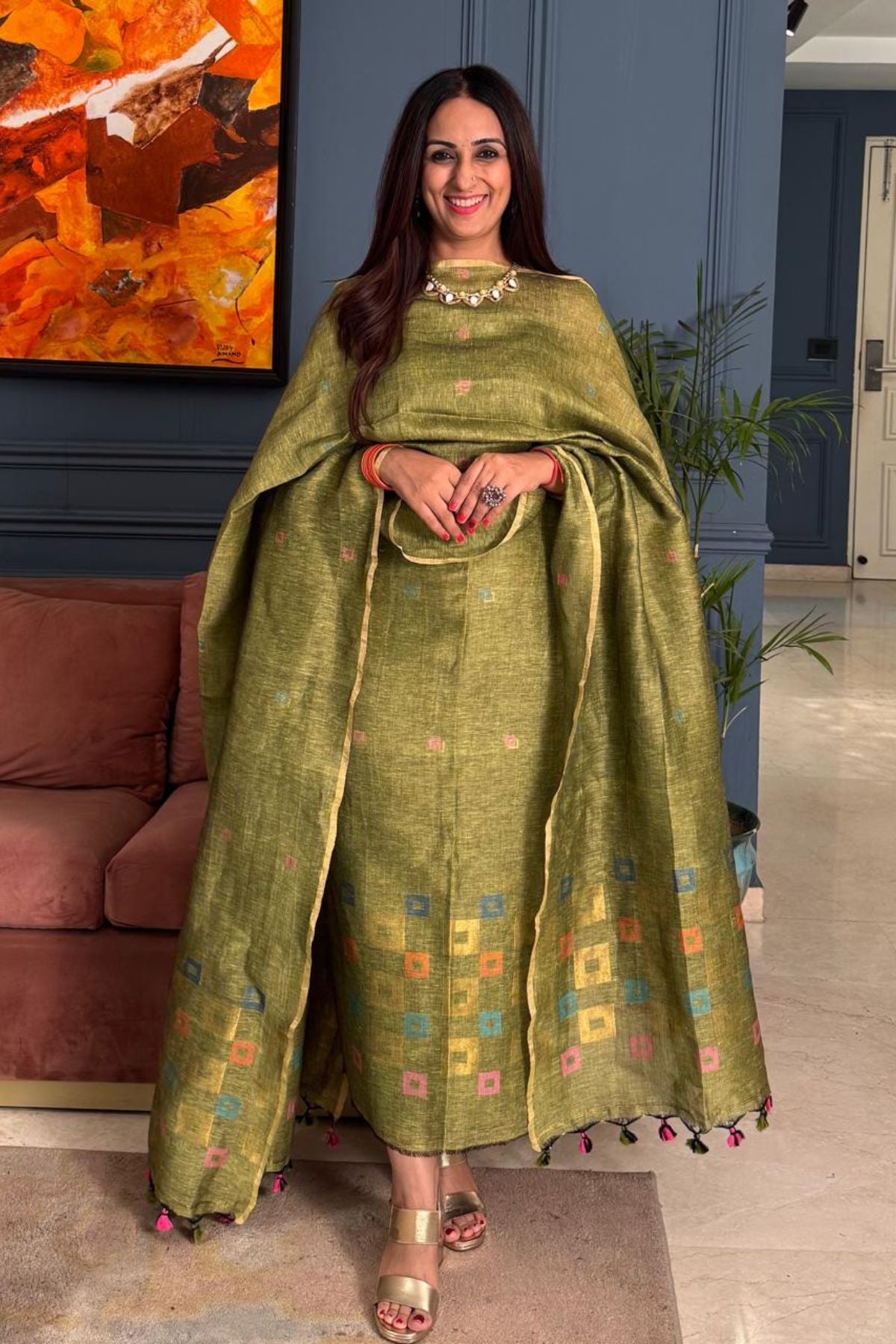 Jayshree Linen kurta Dupatta Set