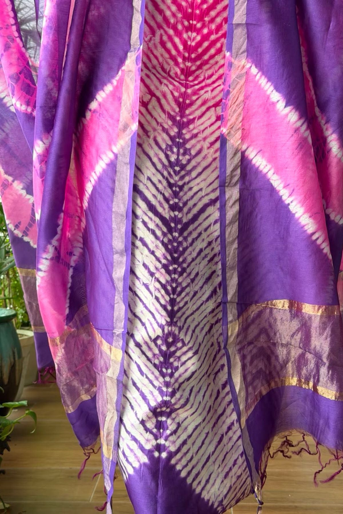 Shibori tie and dye kurta dupatta set on pure Chanderi!!