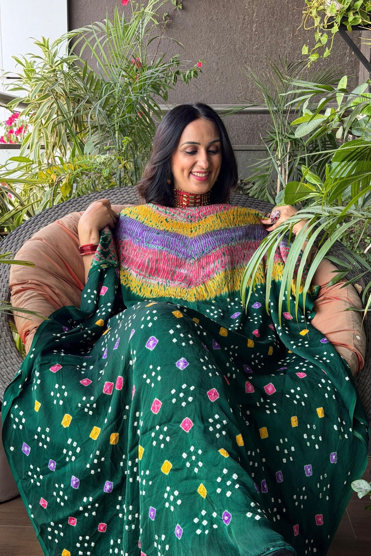 Multi Shibori & Bandhani Kurta on pure modal satin!!