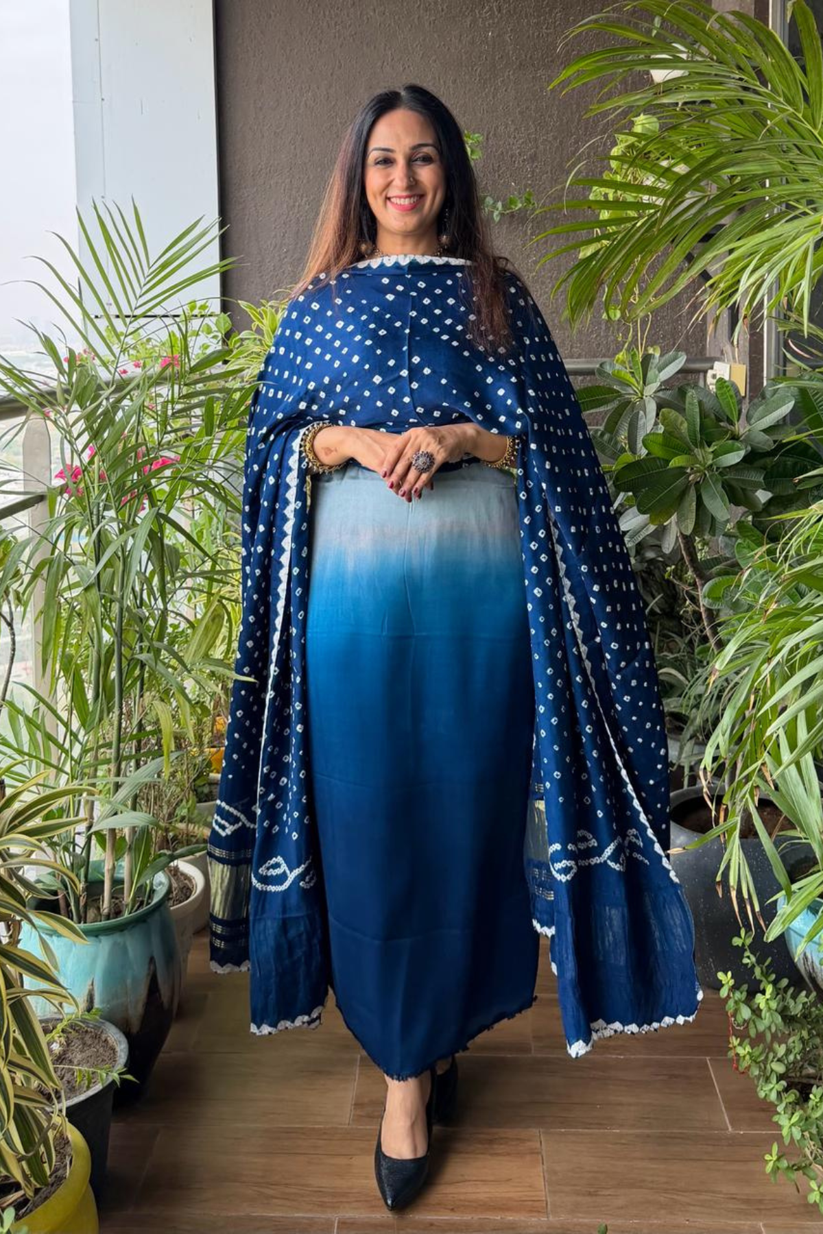 Ombré kurta dupatta set on pure modal Satin