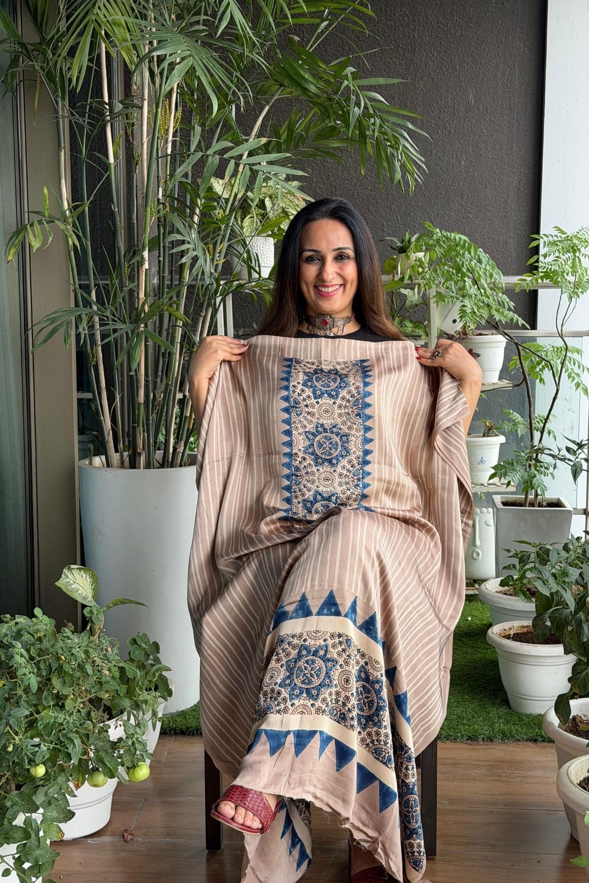 Ajrakh kurta fabric on pure modal !!