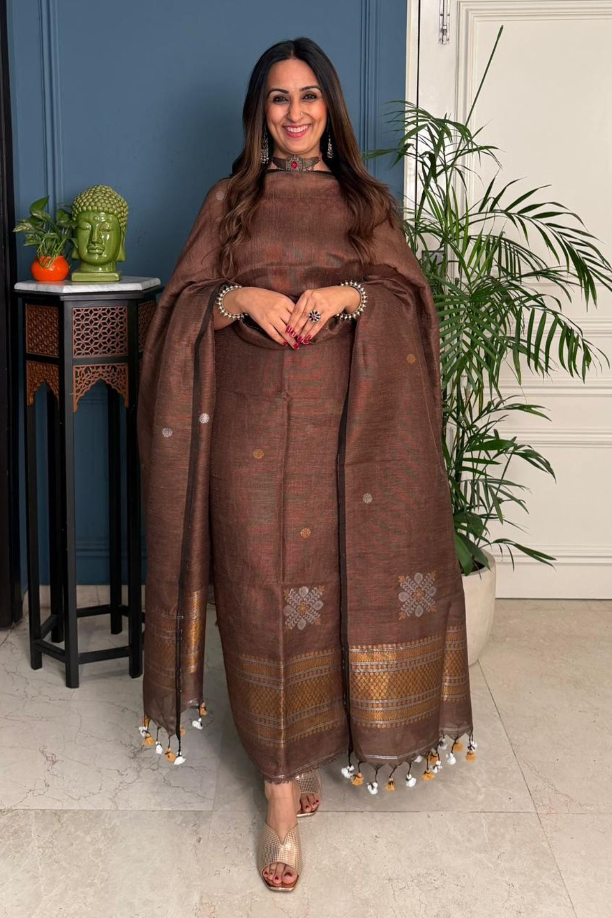 Jayshree tissue linen kurta dupatta set