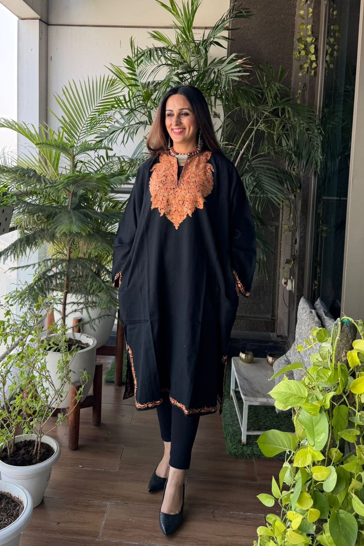 Woollen Kashmiri Phiran with Aari work