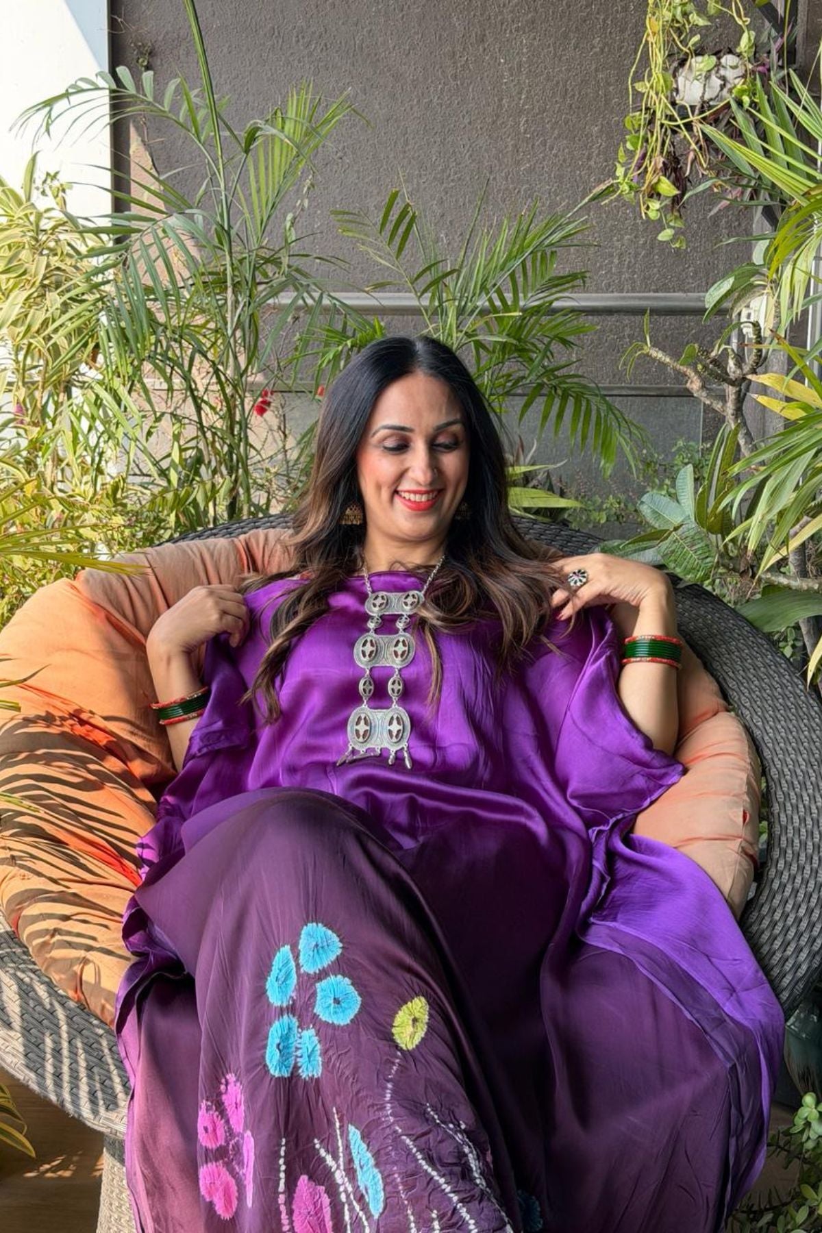 Handblocked Shibori shaded kurta on pure Modal