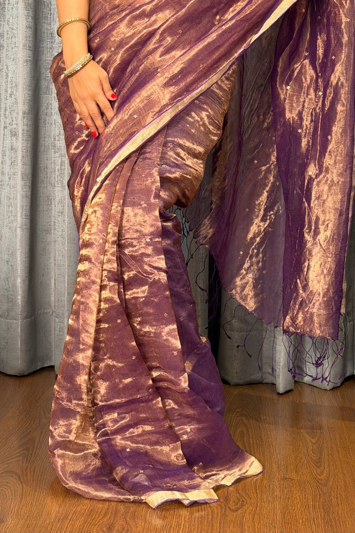 Handwoven pure tissue muslin saree