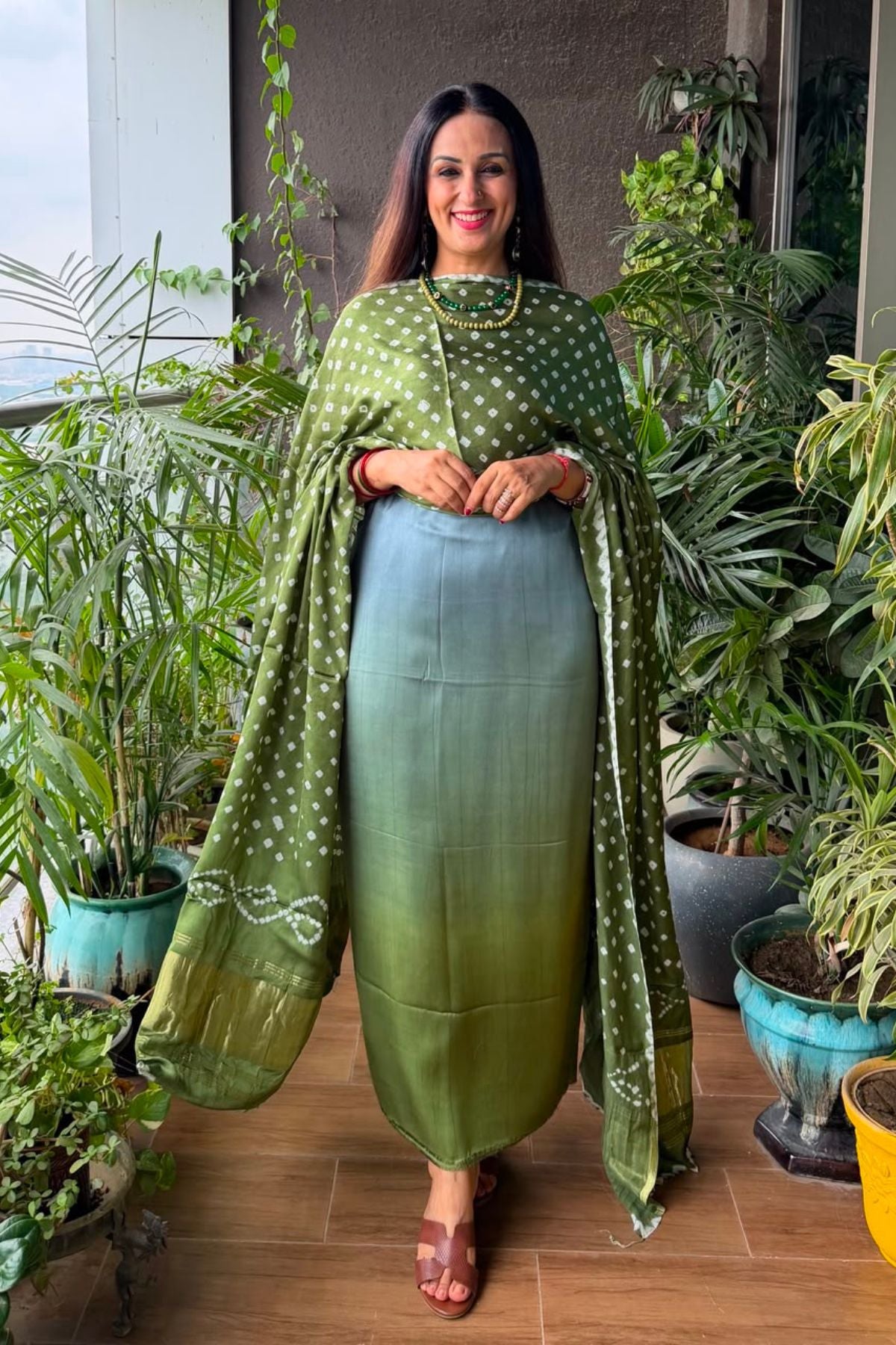 Ombré kurta dupatta set on pure modal Satin