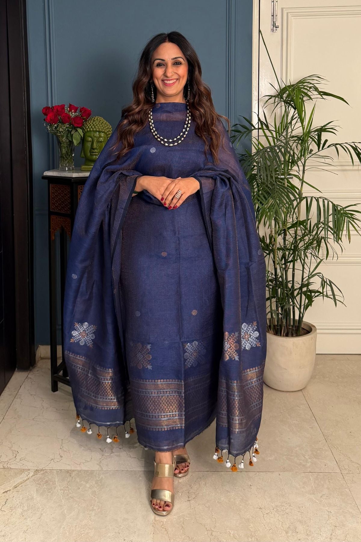 Jayshree tissue linen kurta dupatta set