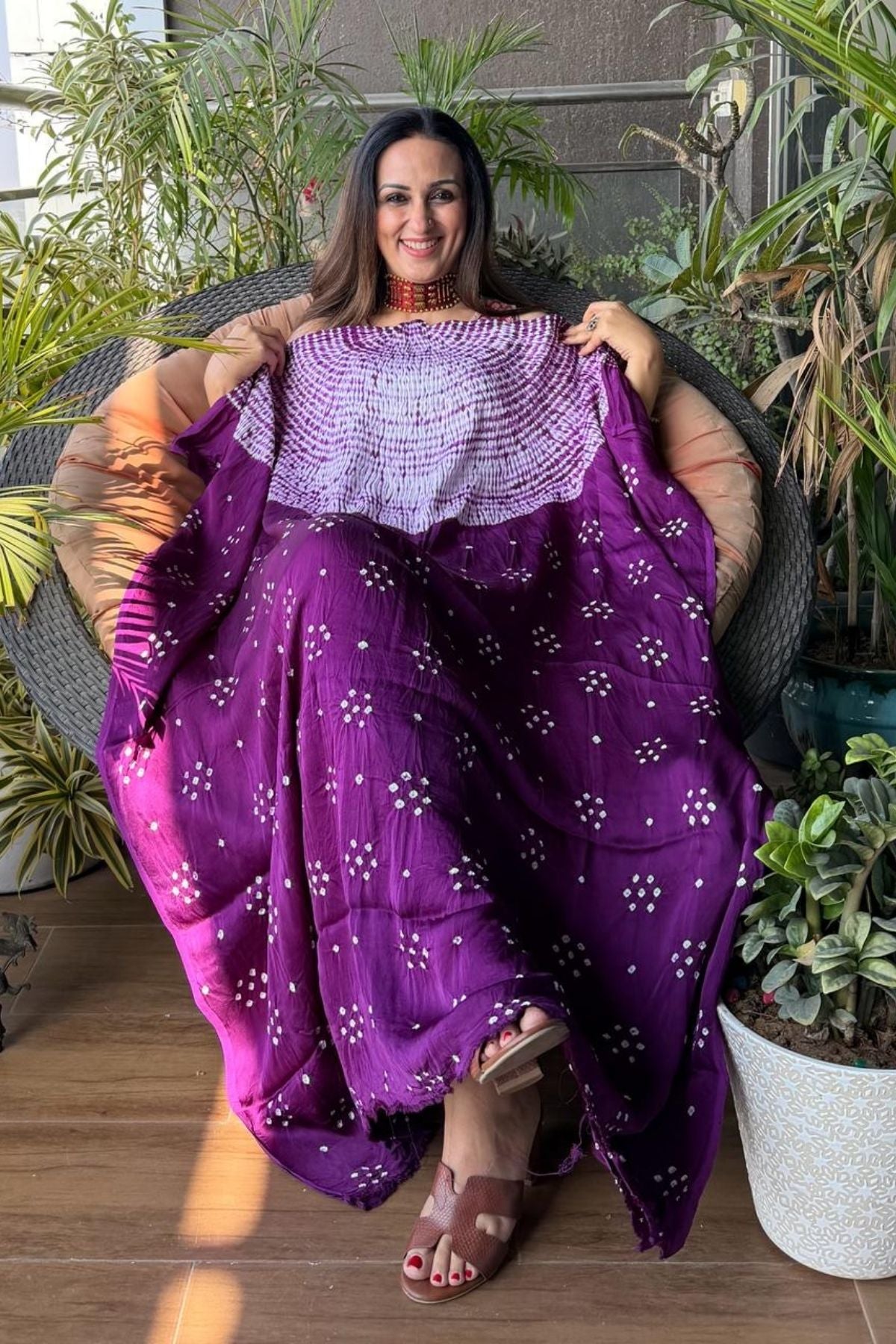 Shibori & Bandhani Kurta on pure modal satin!!