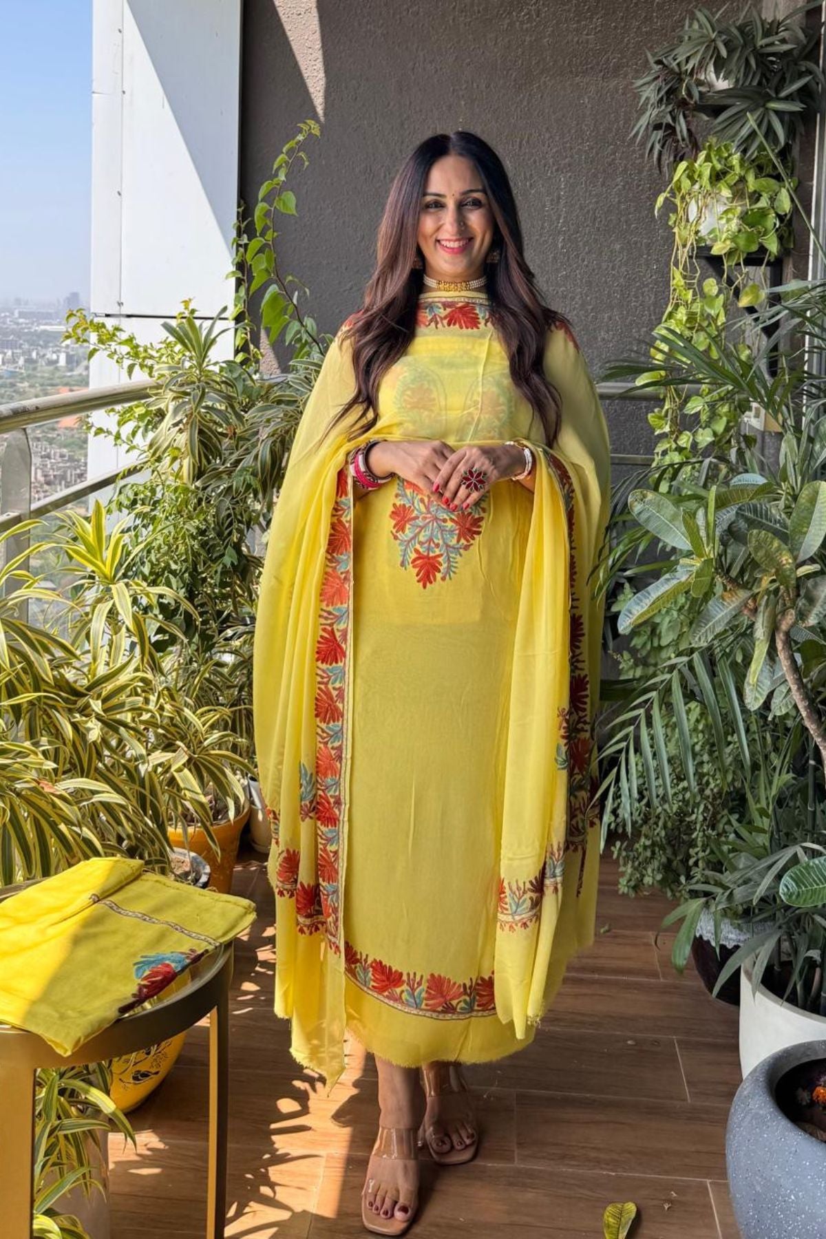 Kashmiri work on georgette suit sets