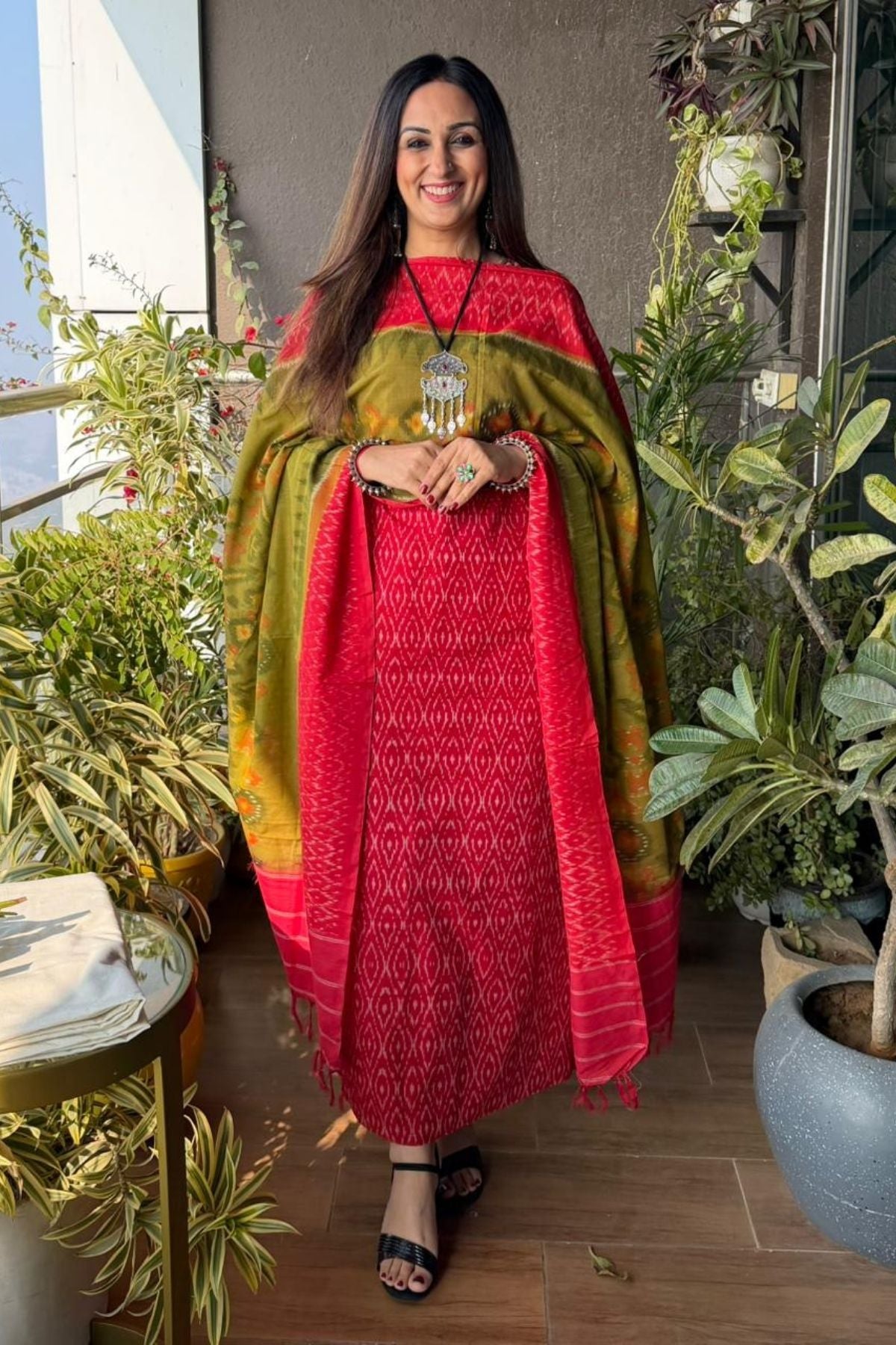 Handloom Mercerised Ikat cotton full set