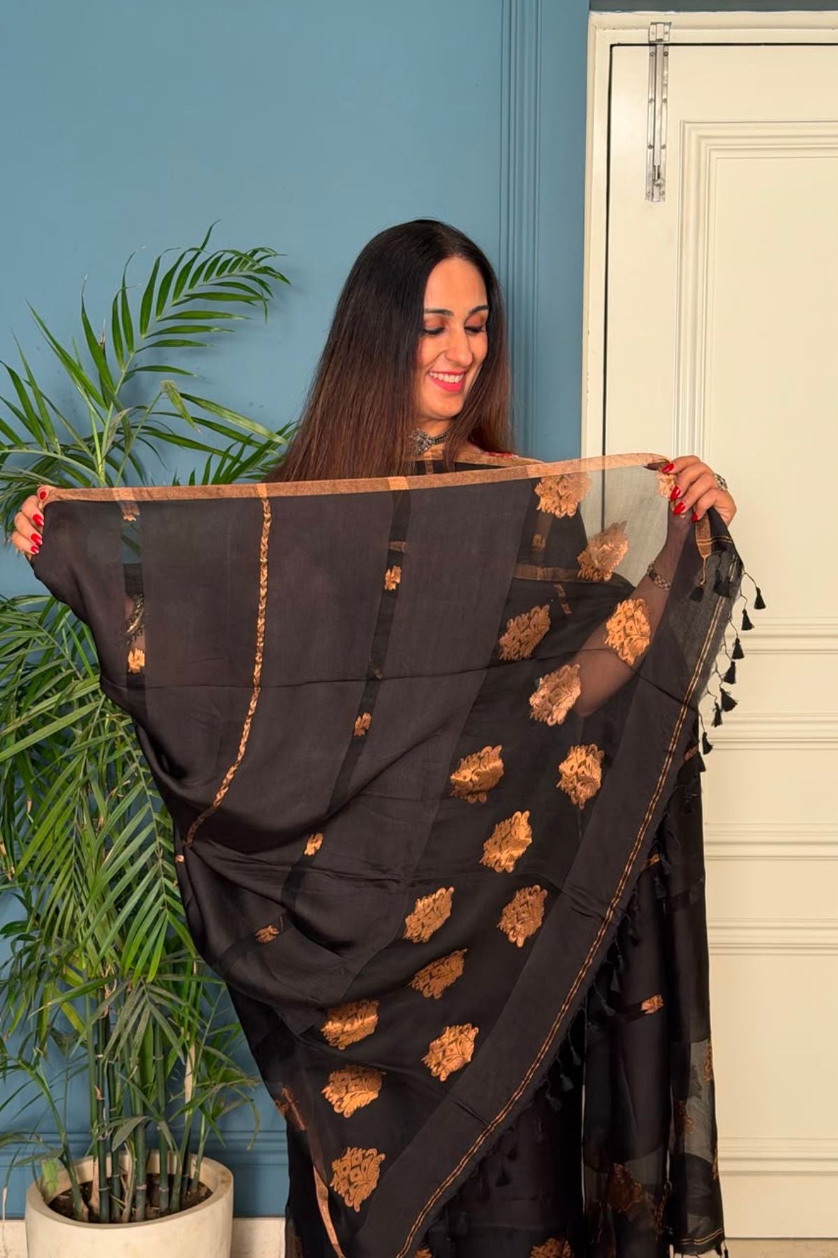 Pure Muslin Bangalore Silk kurta dupatta set with Jamdani work!!