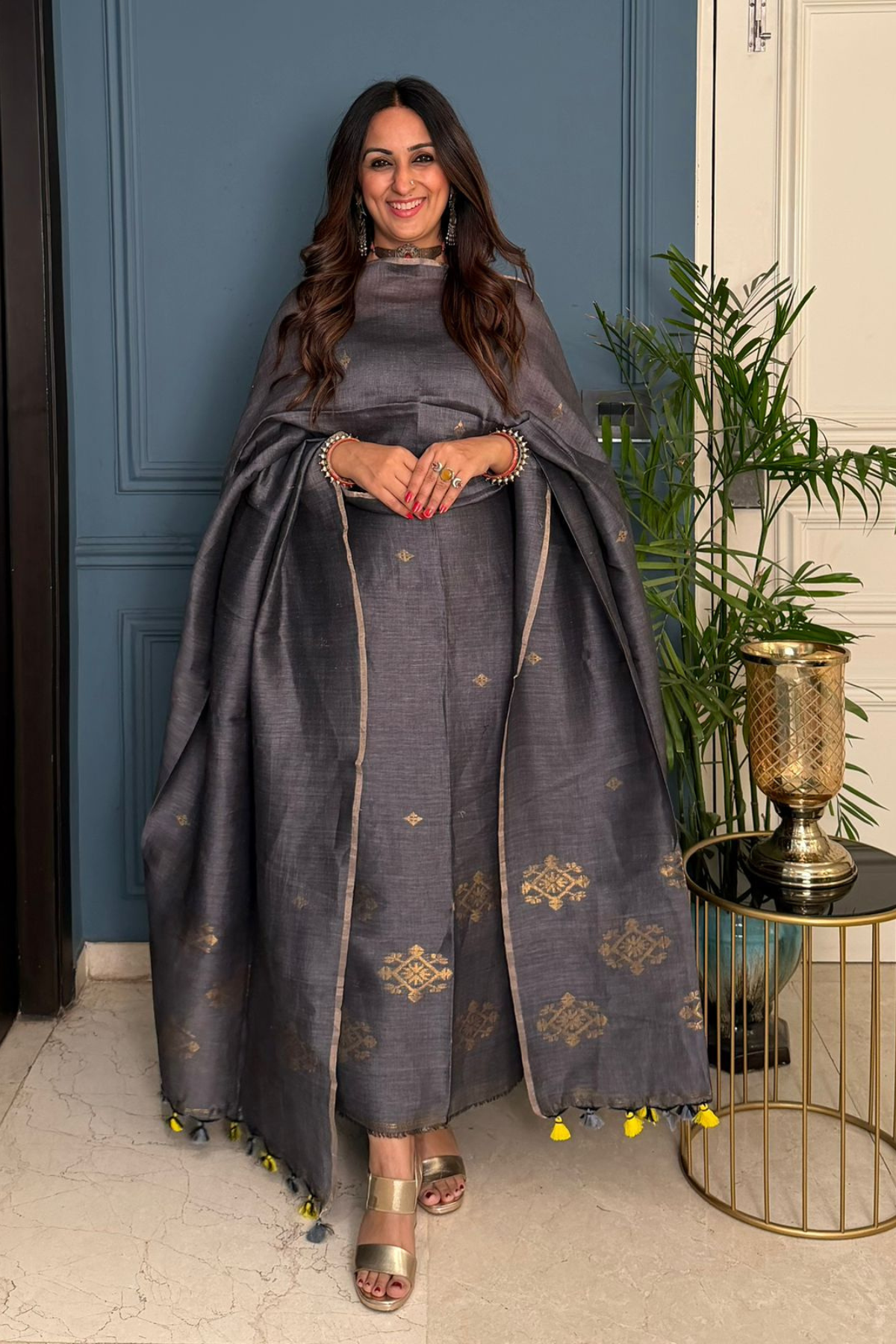 Jayshree cotton linen kurta dupatta set