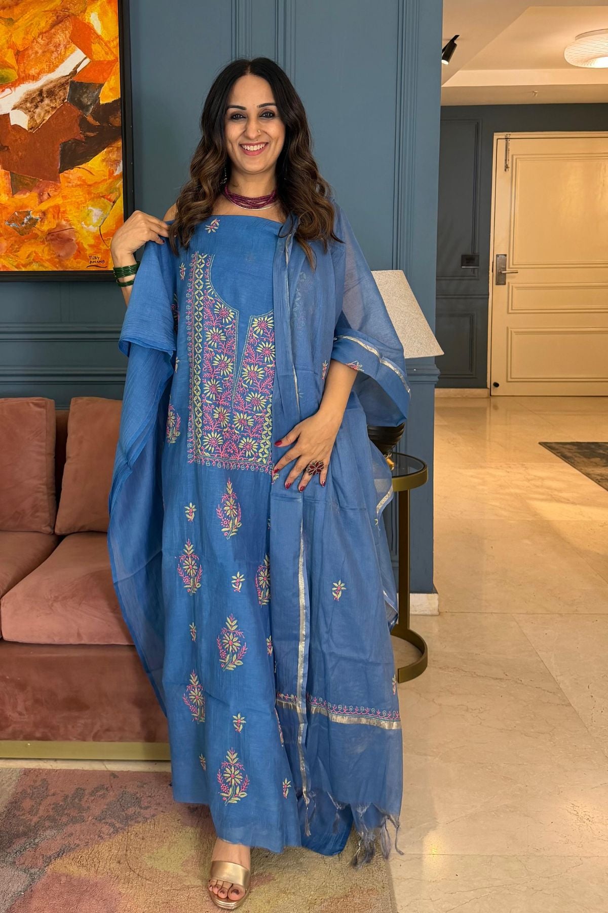 Chikankari on pure Mul cotton!!