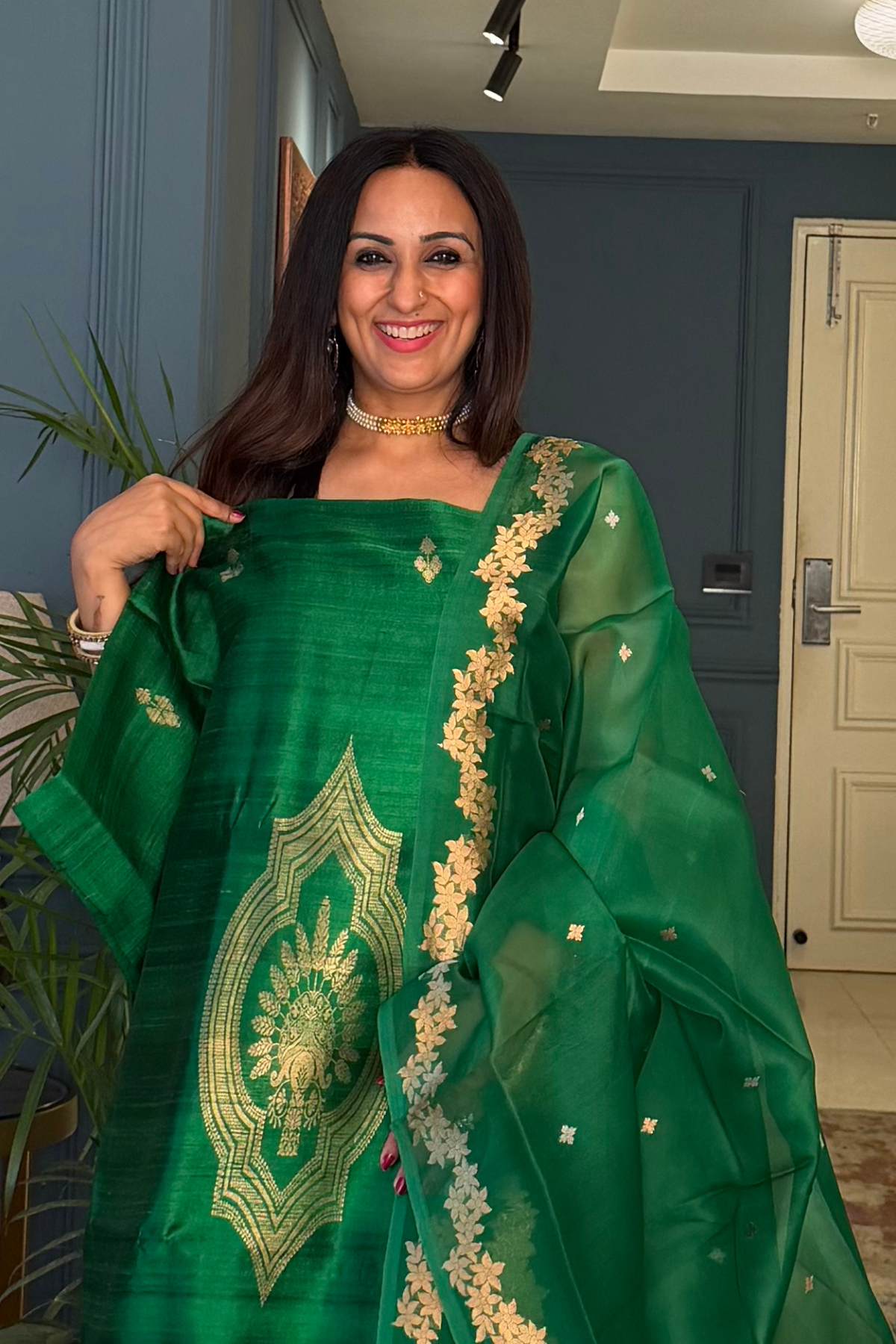 Handwoven Pure Raw silk suit sets with pure organza silk dupatta!!