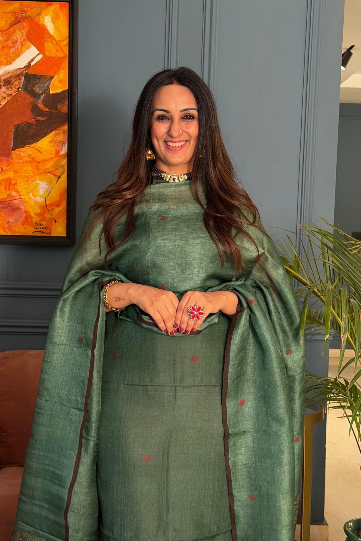 Tangail weave on Pure Tussar Silk -Kurta Dupatta set