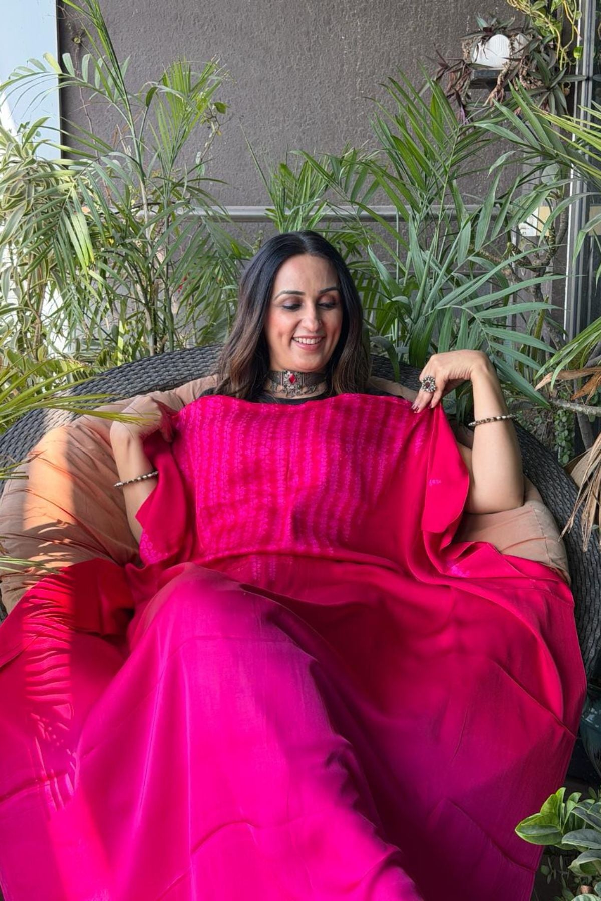 Handblocked Shibori shaded kurta on pure Modal