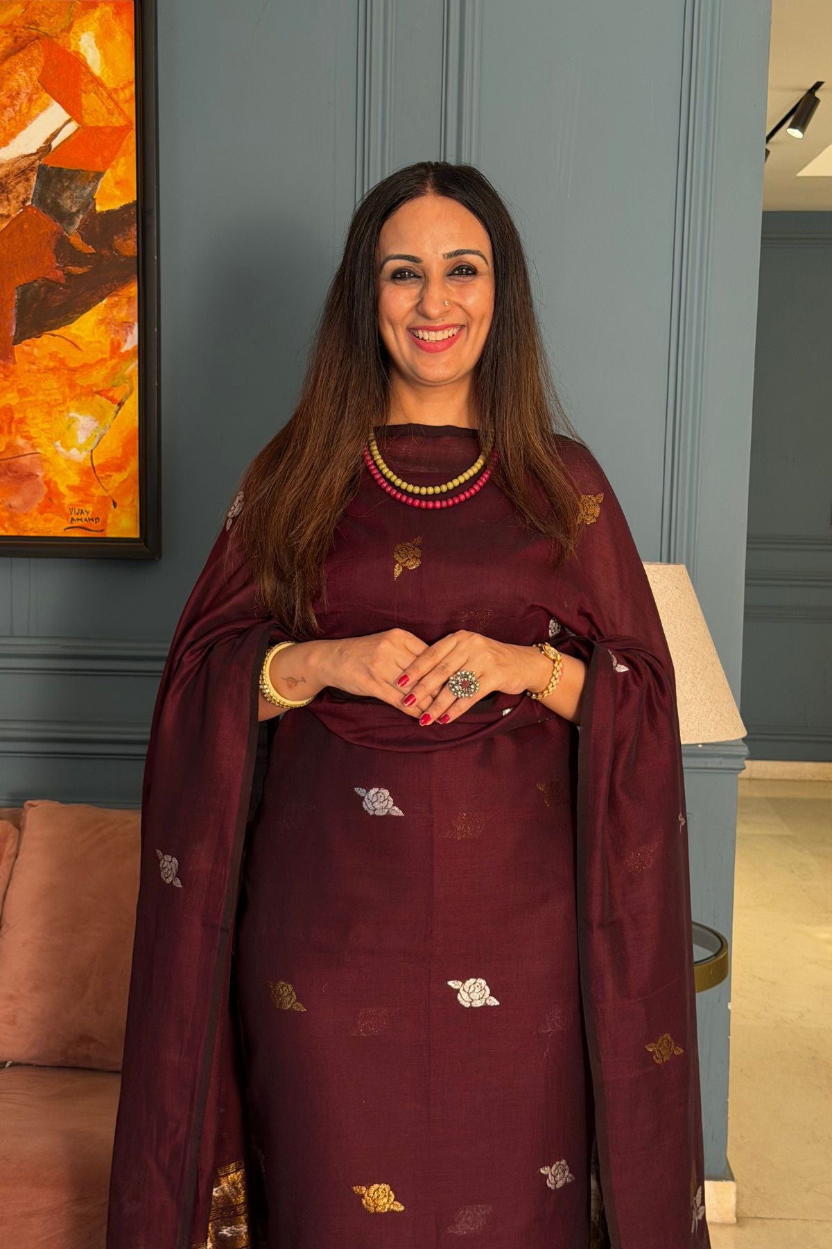 Mercerised pure cotton zari weave kurta dupatta sets with Jamdani weave !!