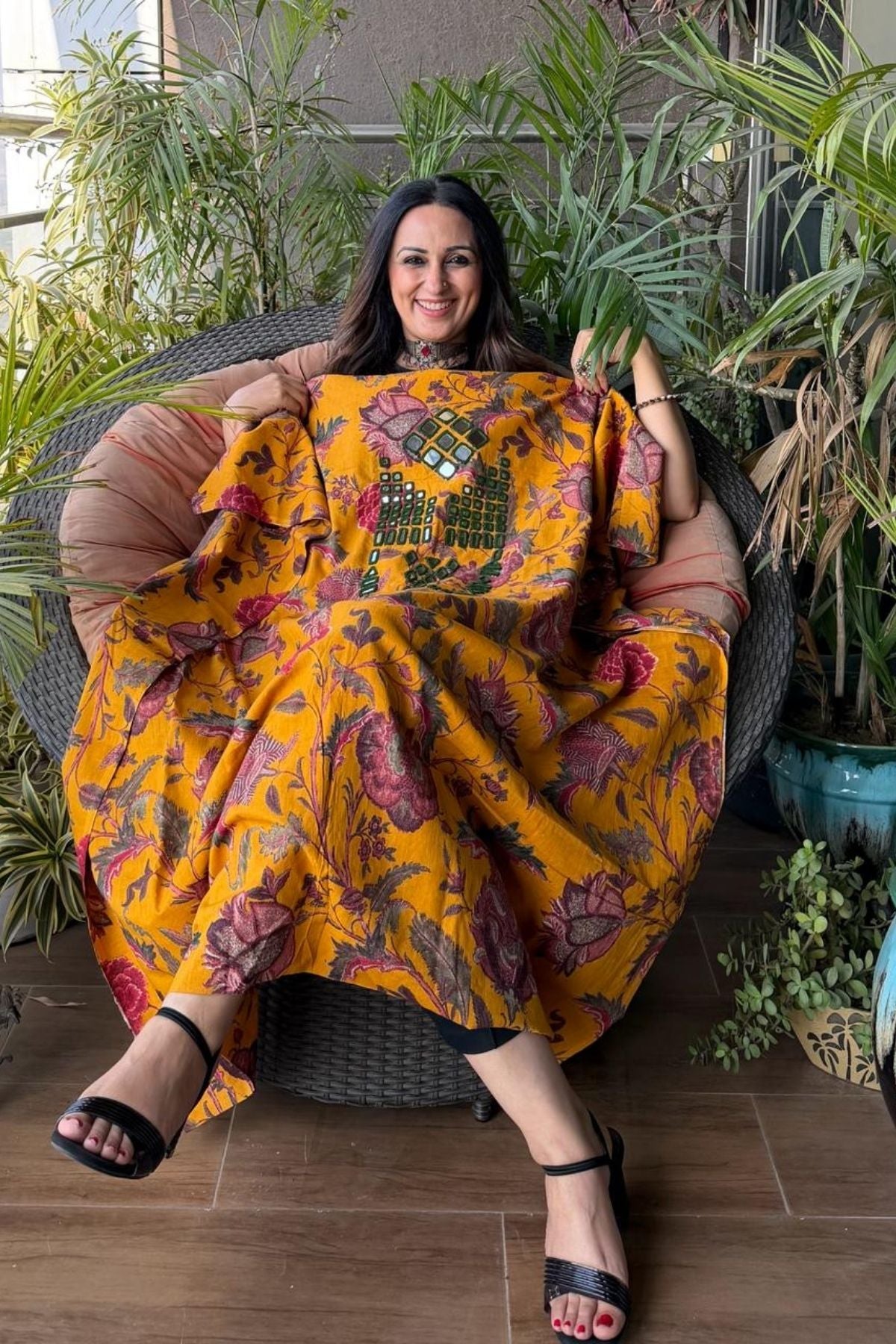 Pure Cotton Kutch mirror hand work kurta fabrics!!