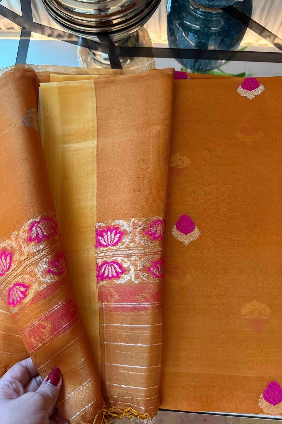 Handloom pure Kora silk full suit sets!!