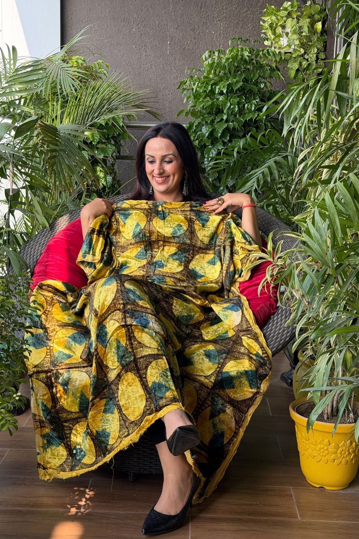 Ajrakh art on Velvet (kurta only)