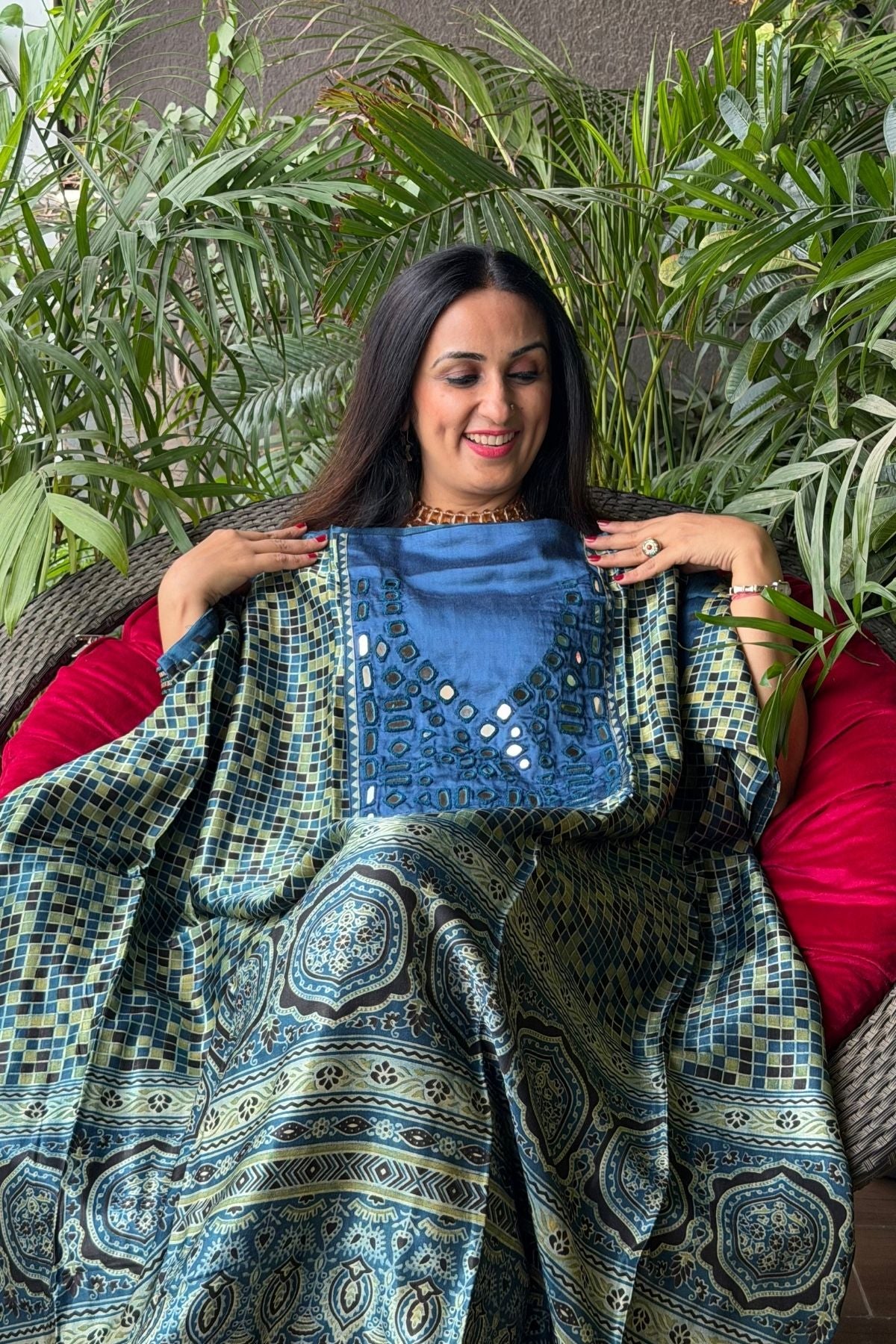 Handcrafted kurta with Kutch mirror work on pure Mashru!!