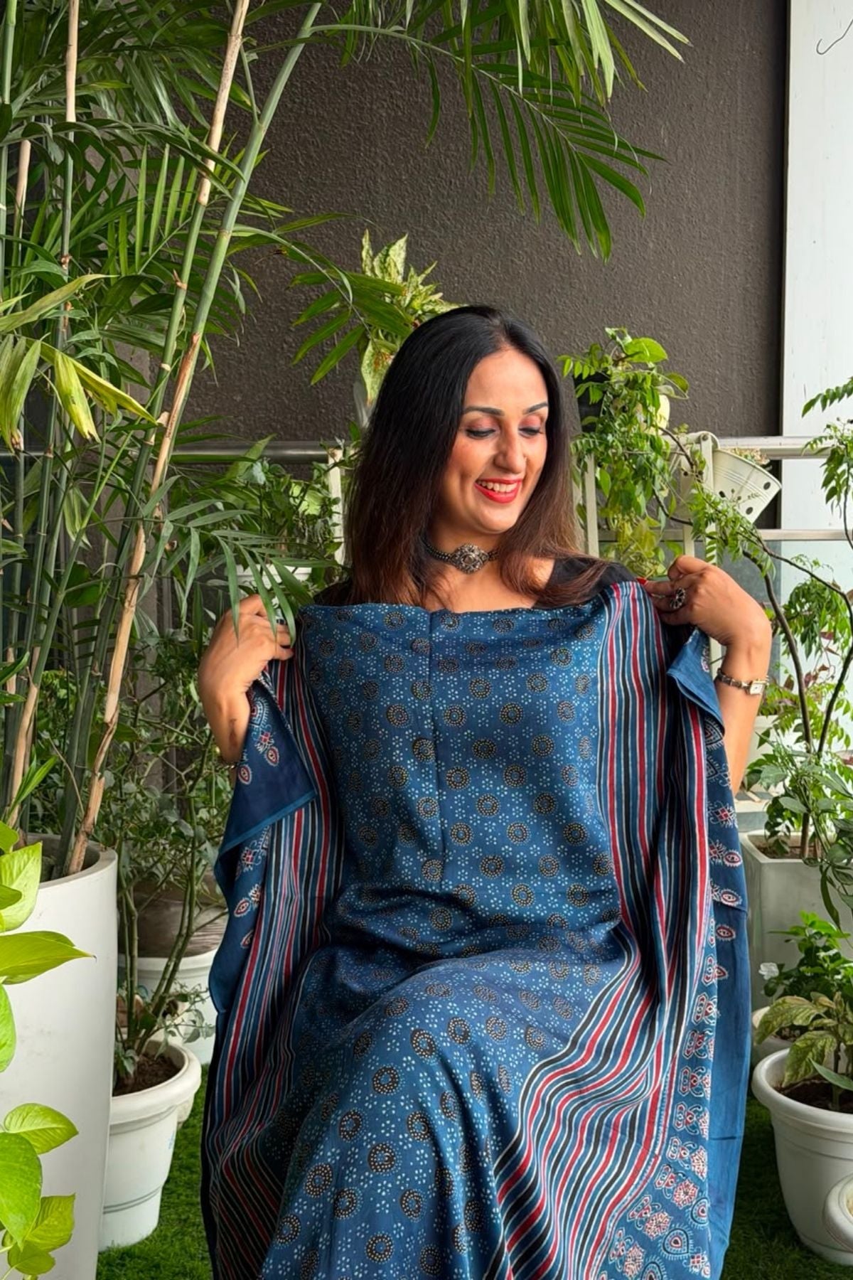 Ajrakh kurta fabric on pure modal !!