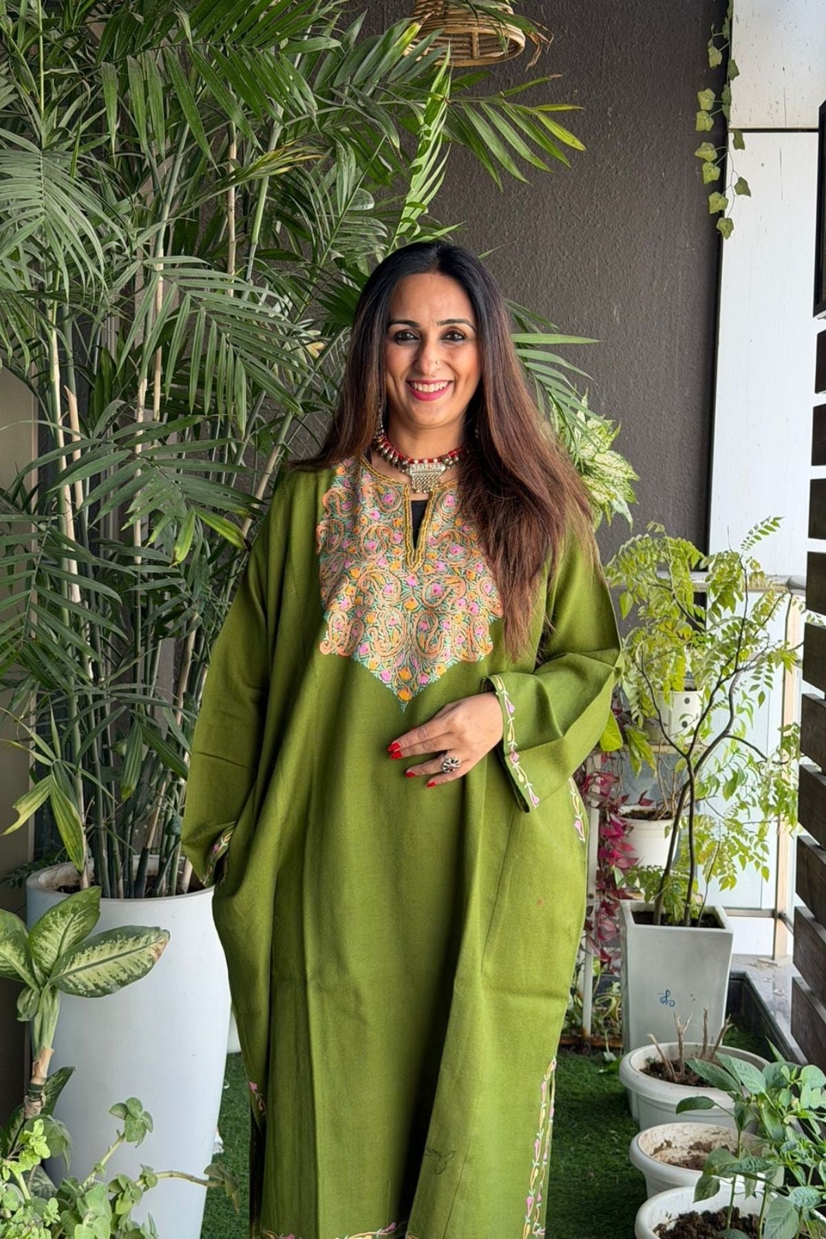 Woollen Kashmiri Phiran with Aari work