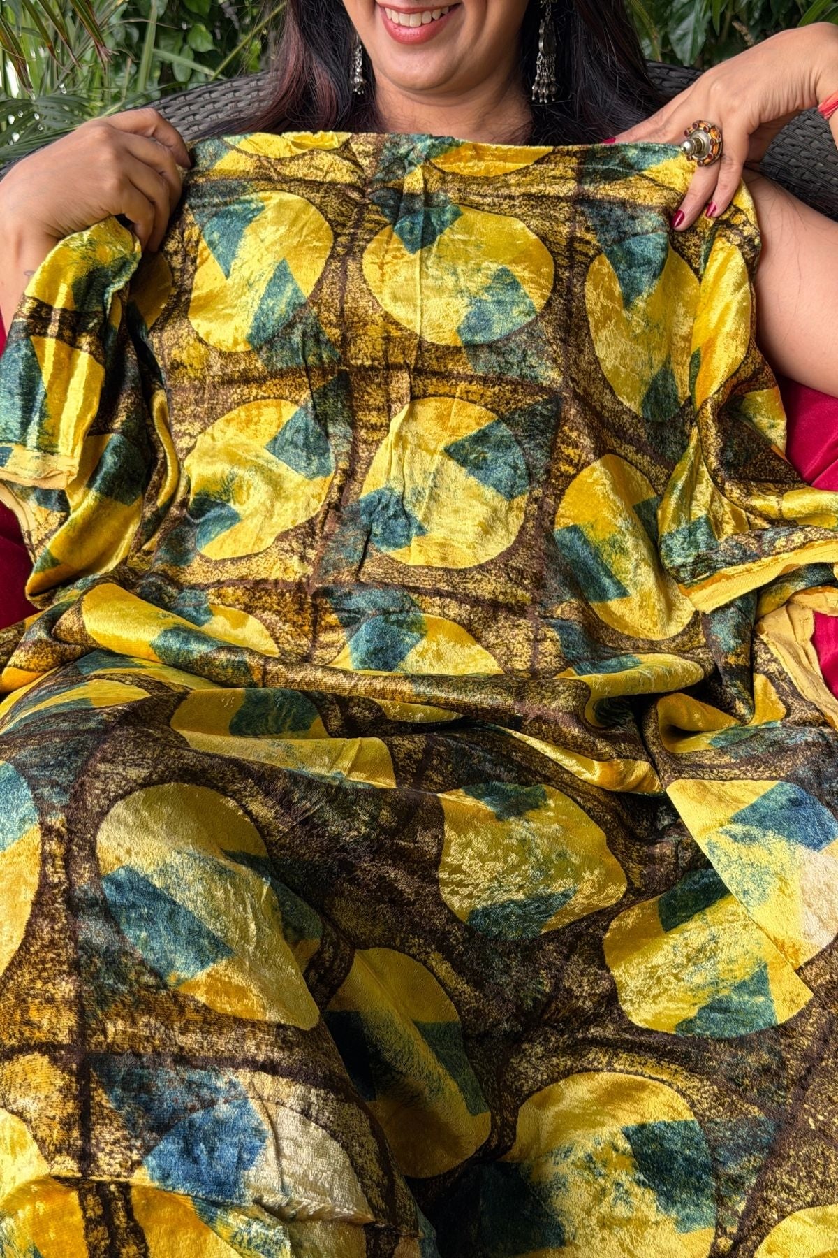 Ajrakh art on Velvet (kurta only)