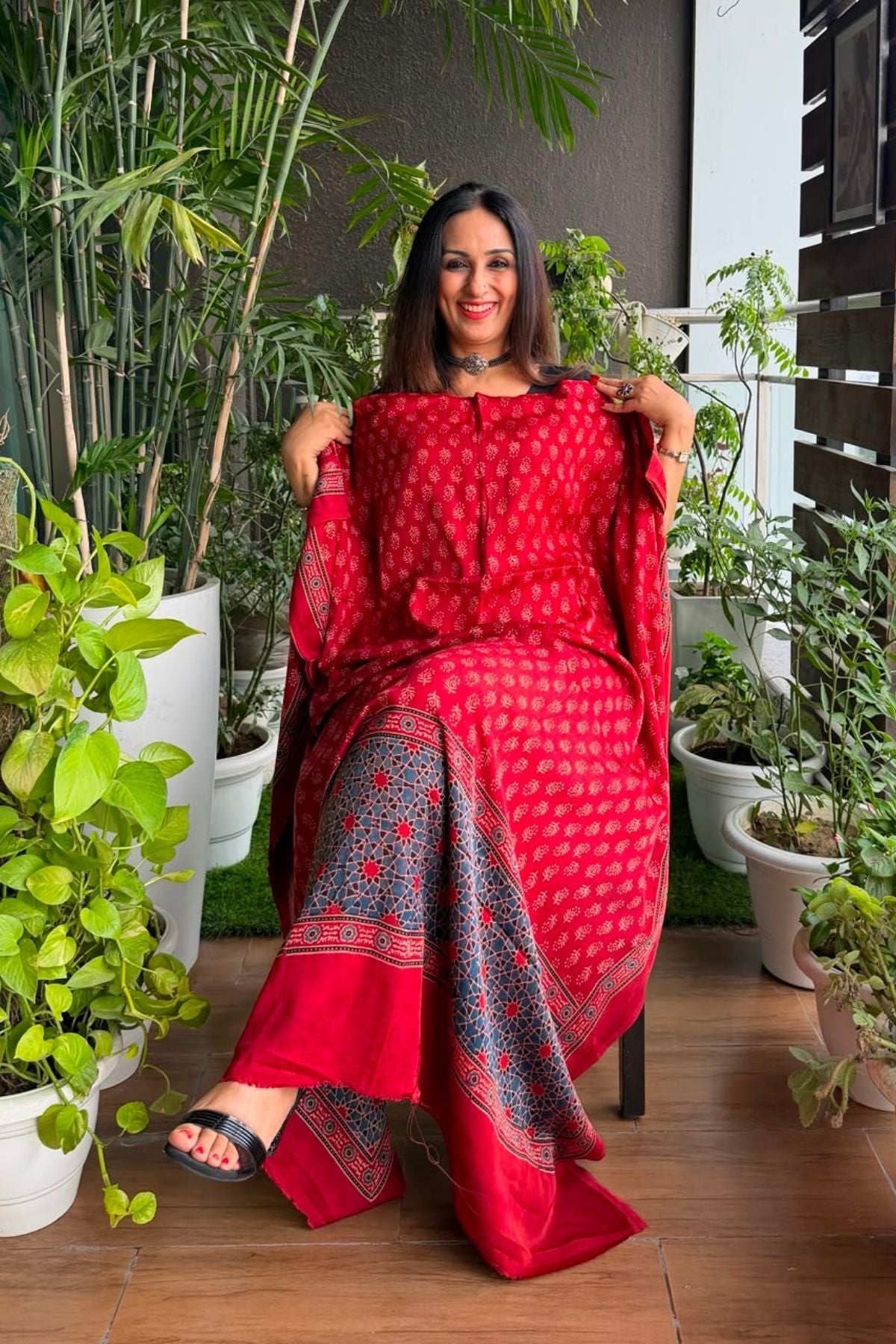 Ajrakh kurta fabric on pure modal !!