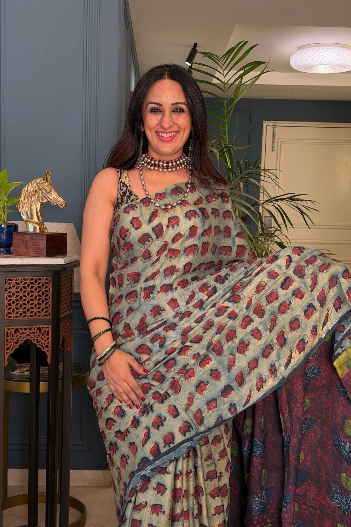 Pomegranate handcrafted pure tussar modal saree!!