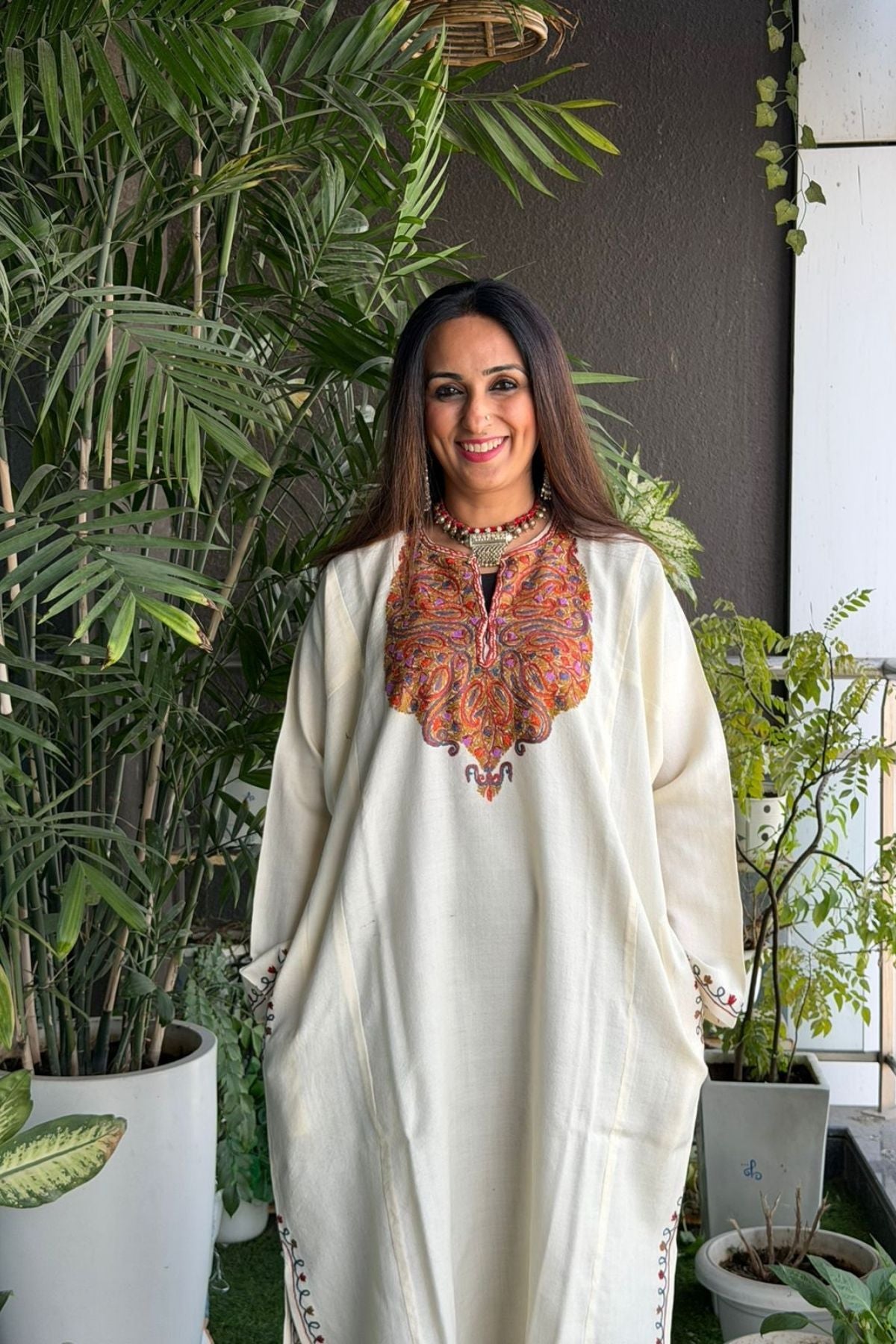 Woollen Kashmiri Phiran with Aari work