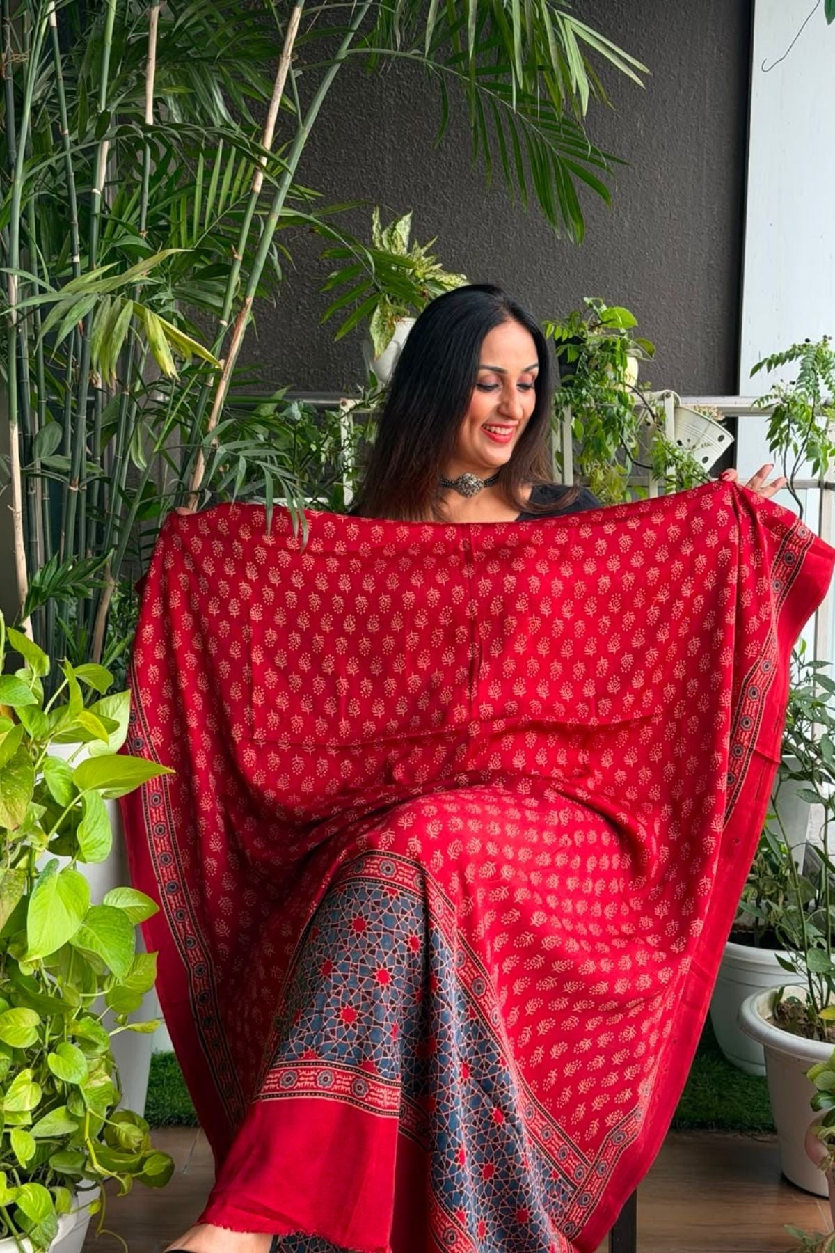 Ajrakh kurta fabric on pure modal !!